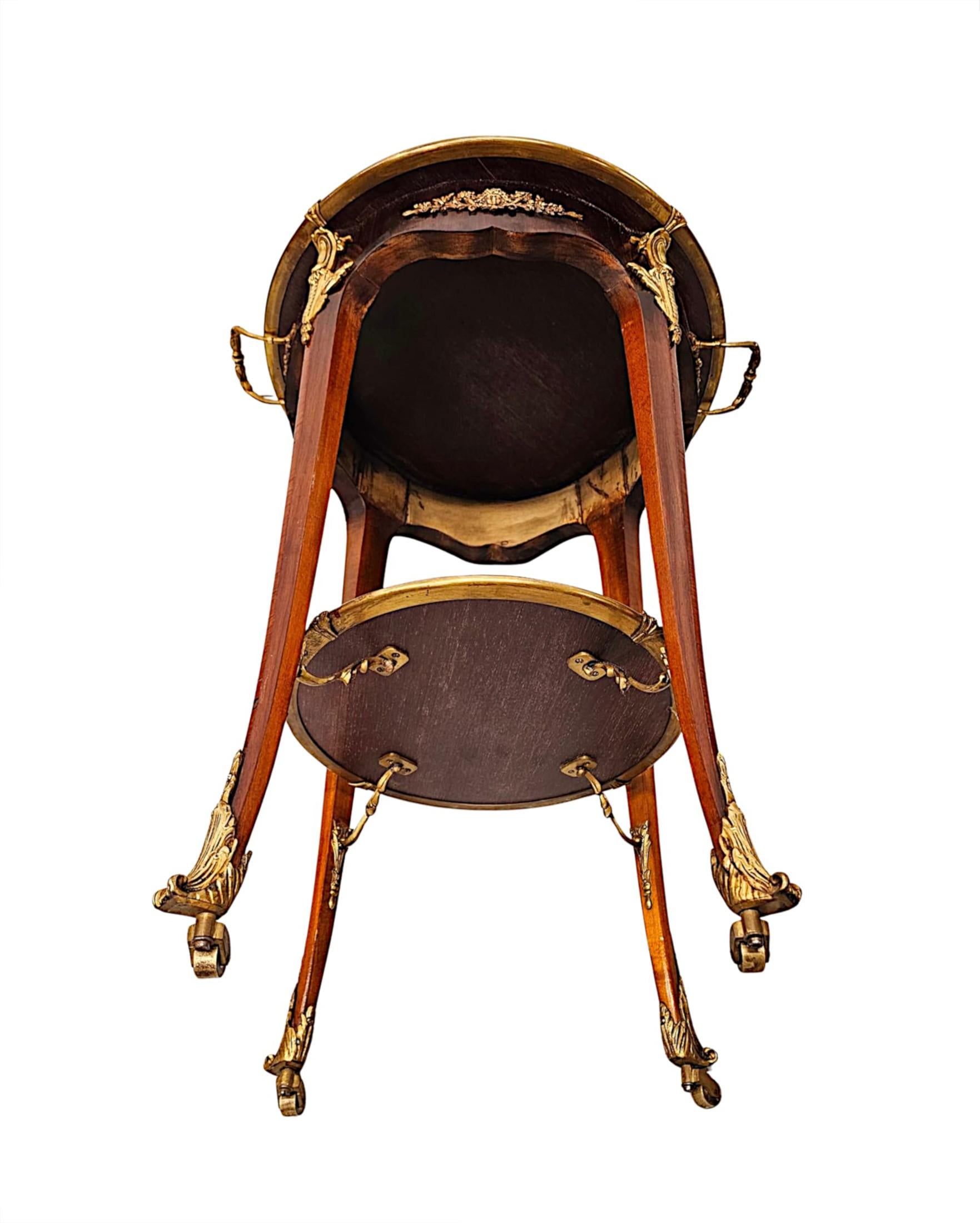 20th Century Pair of Marquetry Inlaid Occasional Tables with Ormolu Mounts For Sale 4