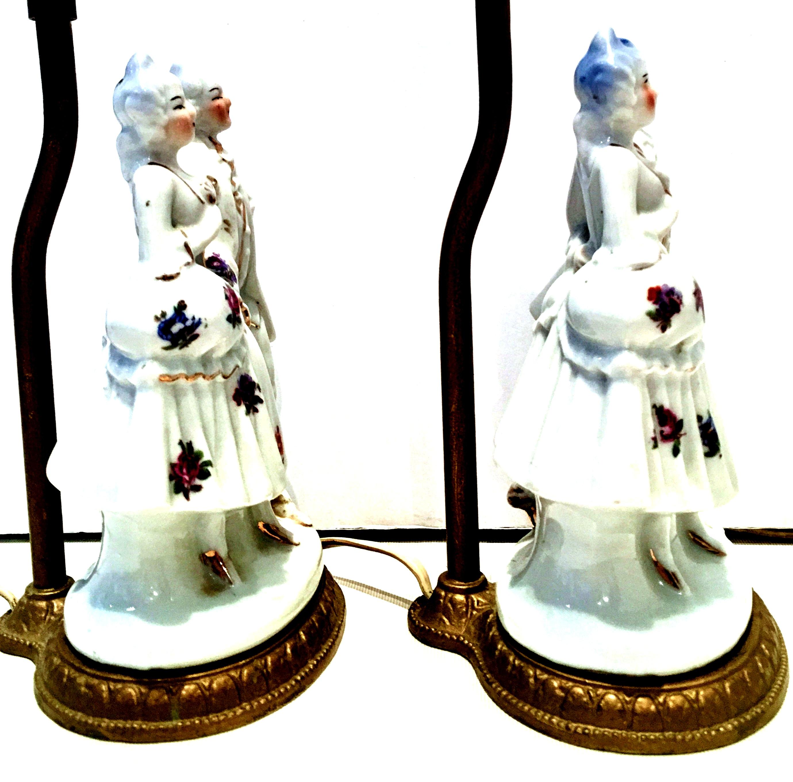 Hand-Painted Antique Pair of Meissen Style Porcelain 