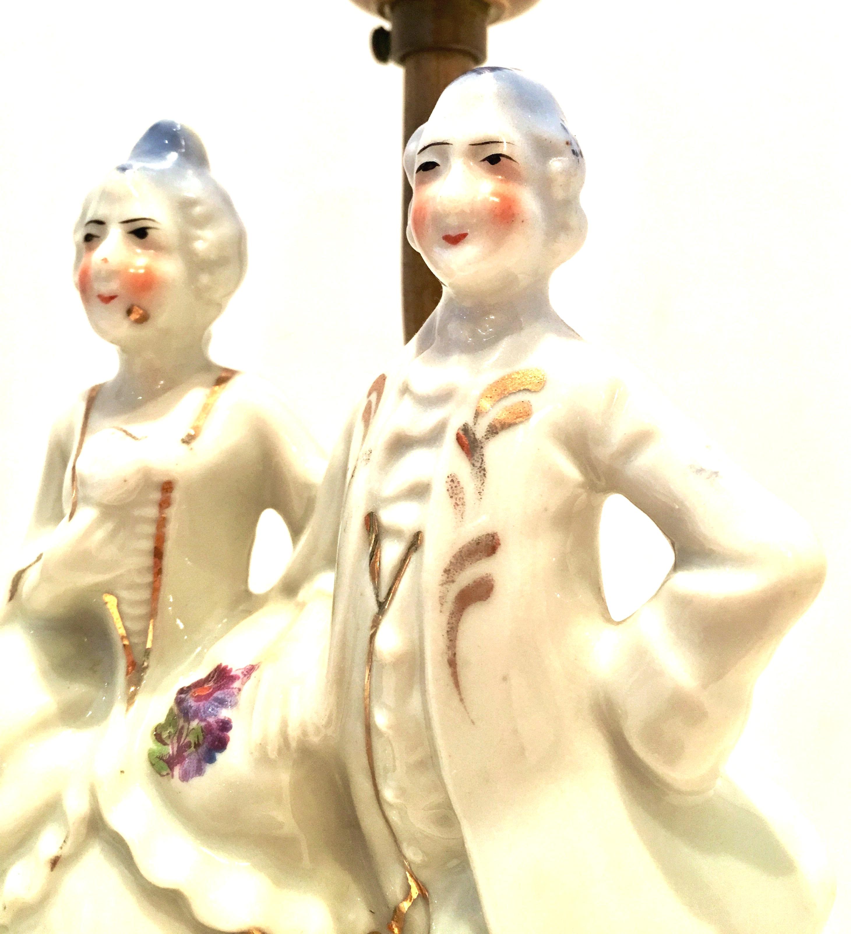 Hand-Painted Antique Pair of Meissen Style Porcelain 