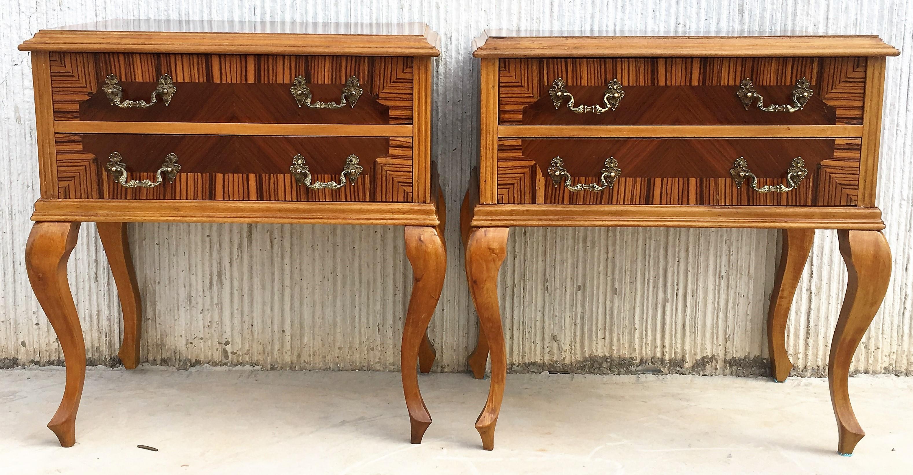 Italian 20th Century Pair of Mid-Century Modern Nightstands with Two Drawers, Italy
