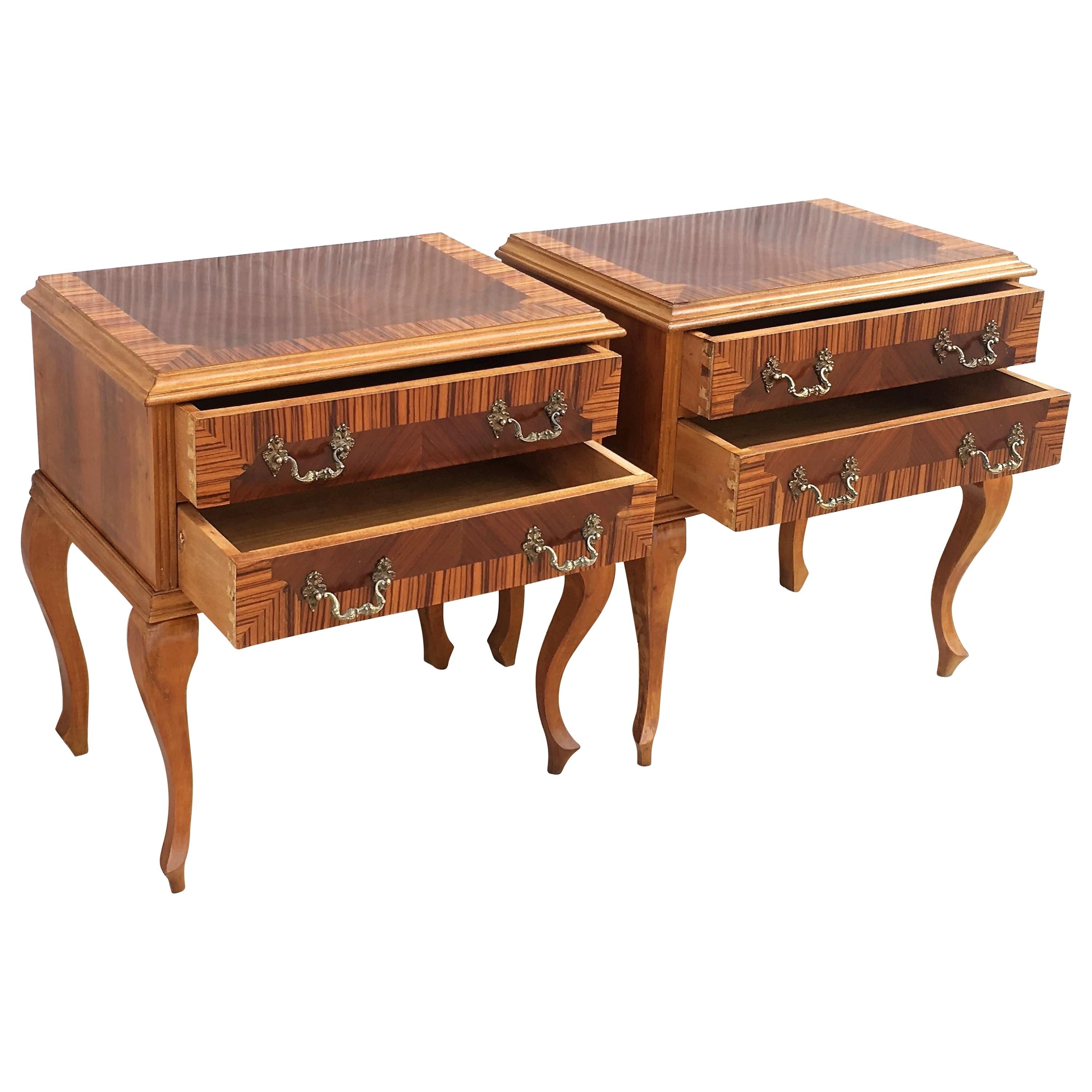 20th Century Pair of Mid-Century Modern Nightstands with Two Drawers, Italy