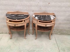 20th Century Pair of Midcentury Nightstands with Original Patina and Top Marble