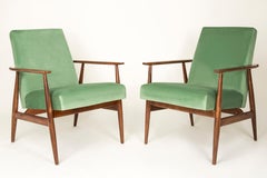 Paire de fauteuils en dante vert menthe du 20ème siècle, H. Lis, années 1960