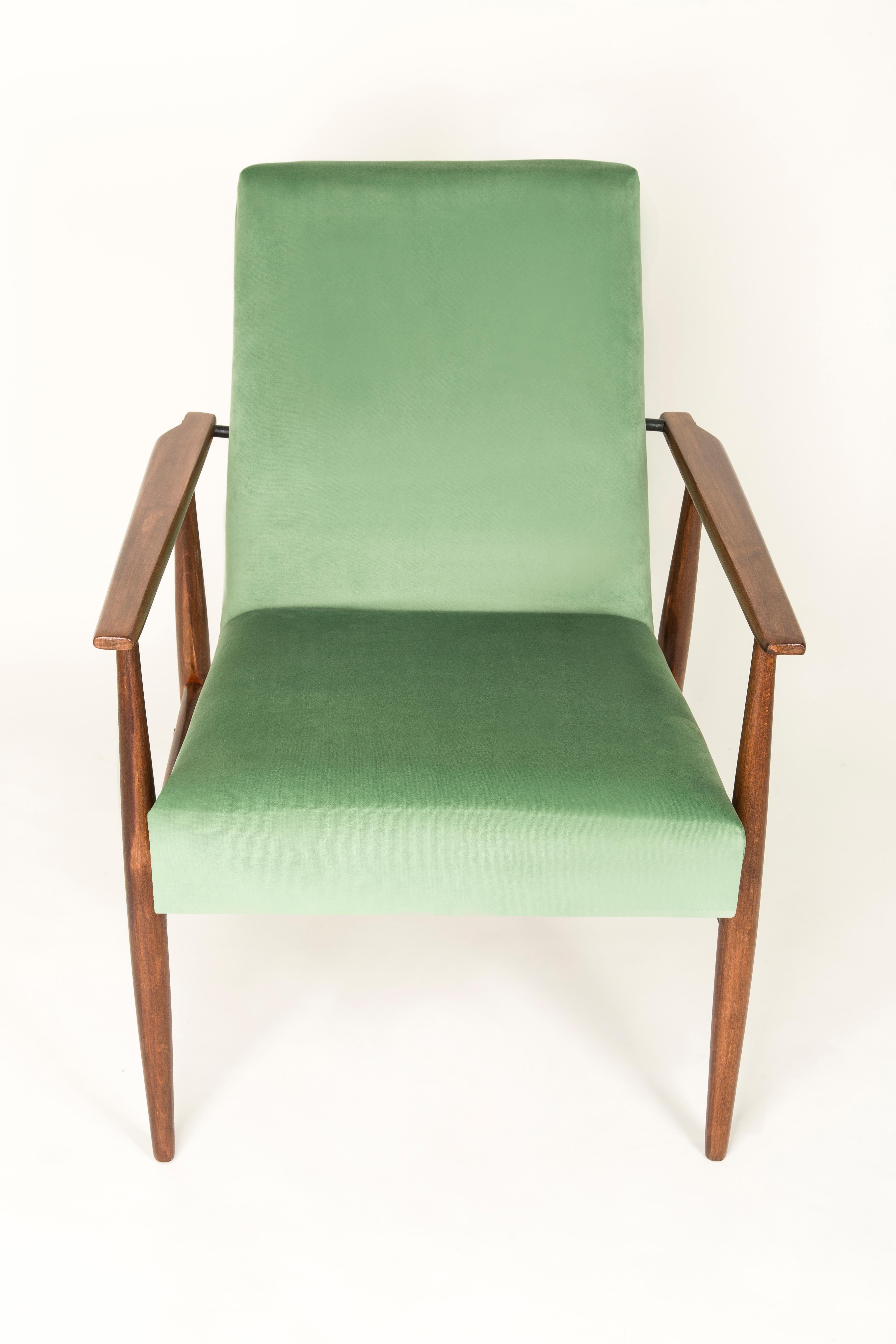 20th Century Pair of Mint Green Dante Armchairs, H. Lis, 1960s In Good Condition For Sale In 05-080 Hornowek, PL