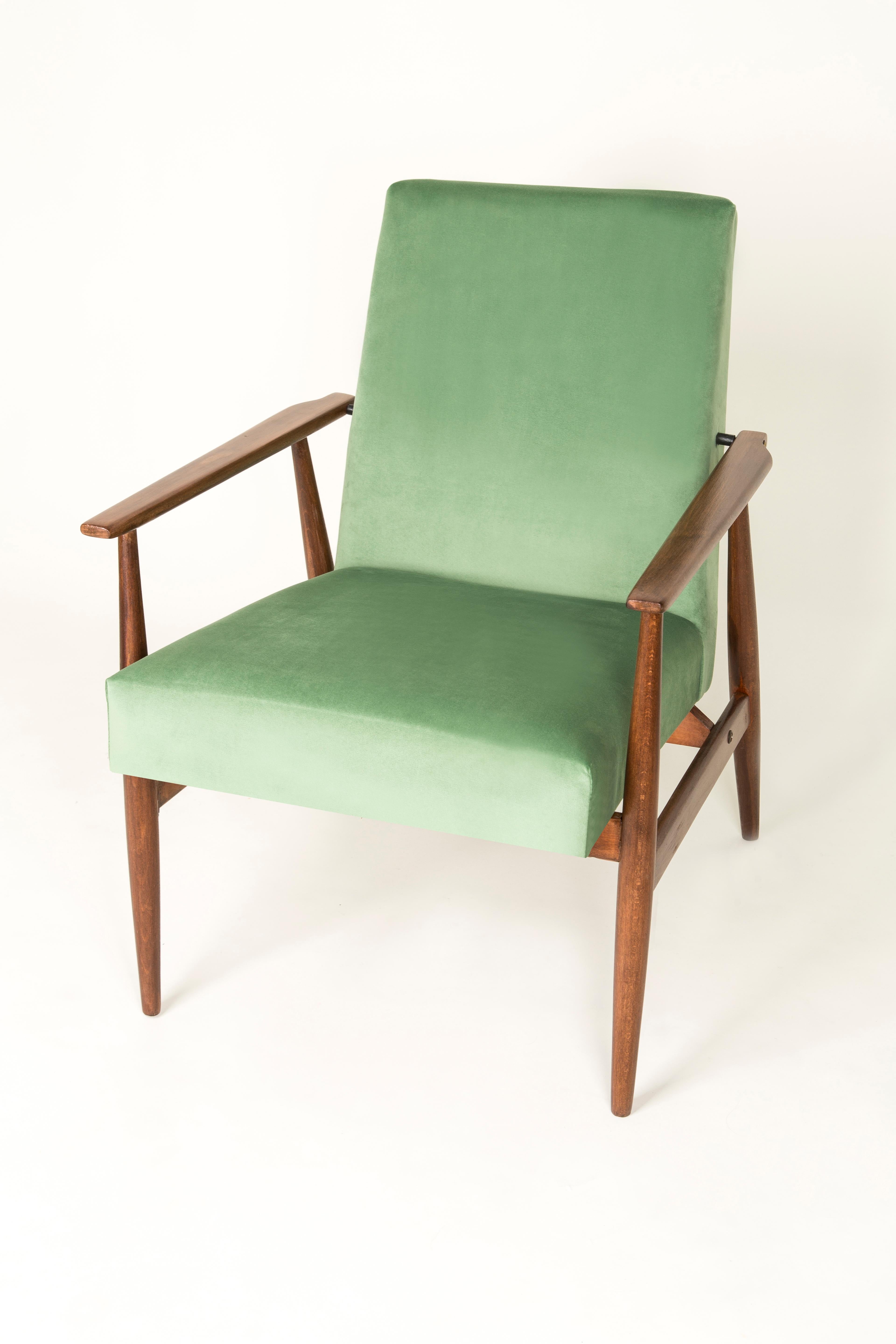 Textile 20th Century Pair of Mint Green Dante Armchairs, H. Lis, 1960s For Sale