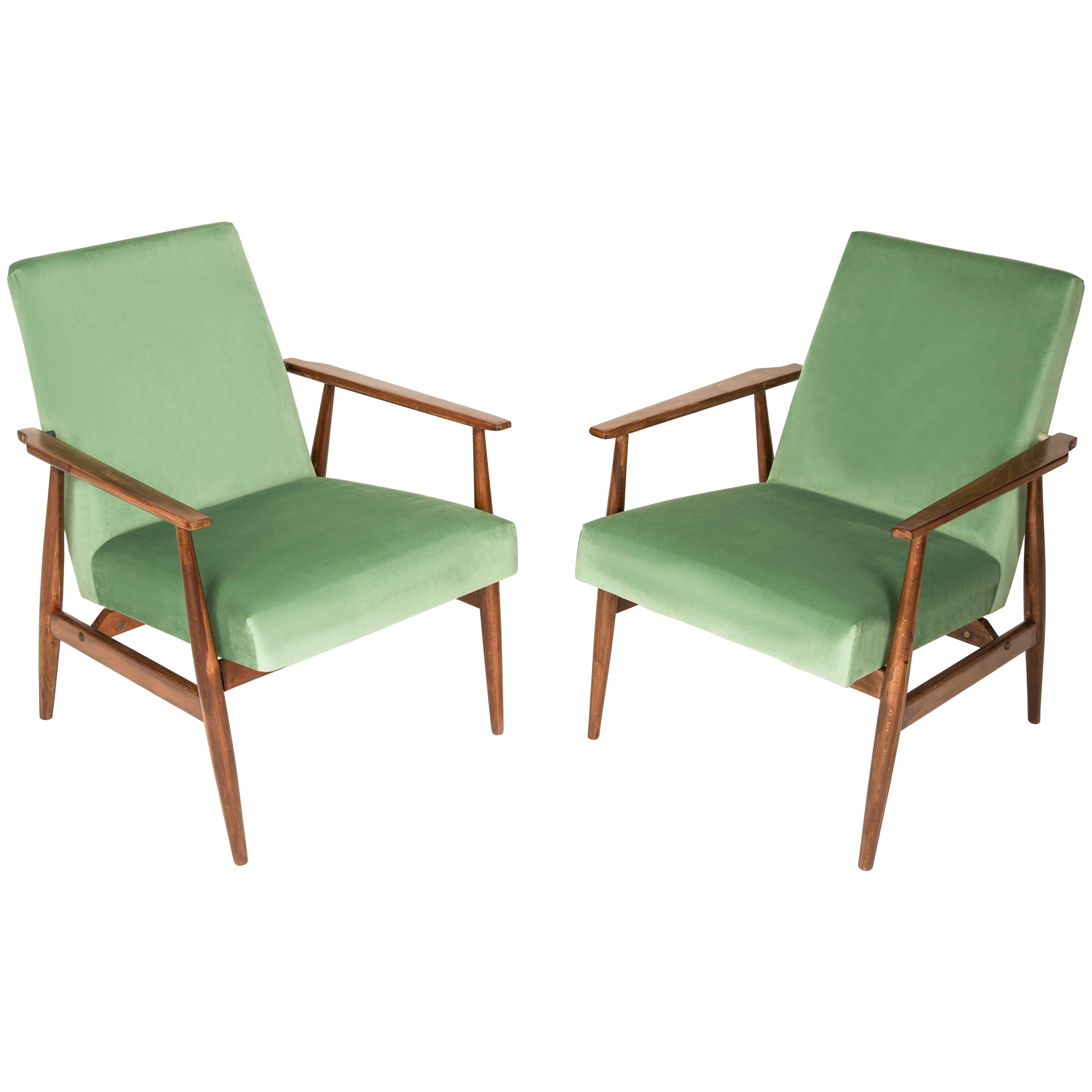 20th Century Pair of Mint Green Dante Armchairs, H. Lis, 1960s For Sale