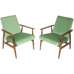 Vintage 20th Century Pair of Mint Green Dante Armchairs, H. Lis, 1960s