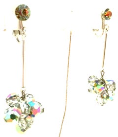 20th Century Pair Of MOD Silver & Crystal Bead Dangle Earrings By, Celebrity