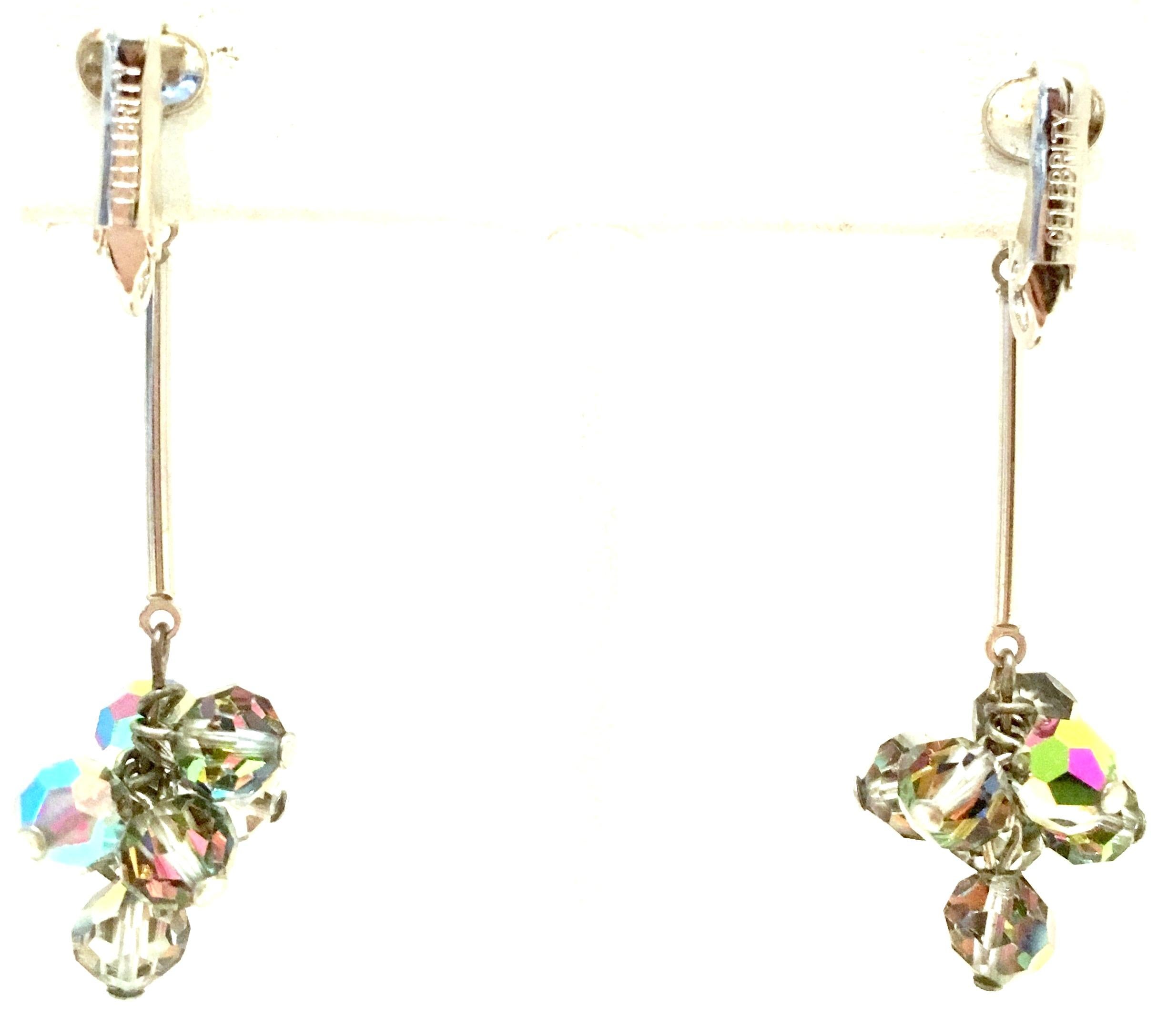 20th Century Pair Of MOD Silver & Crystal Bead Dangle Earrings By, Celebrity For Sale 3