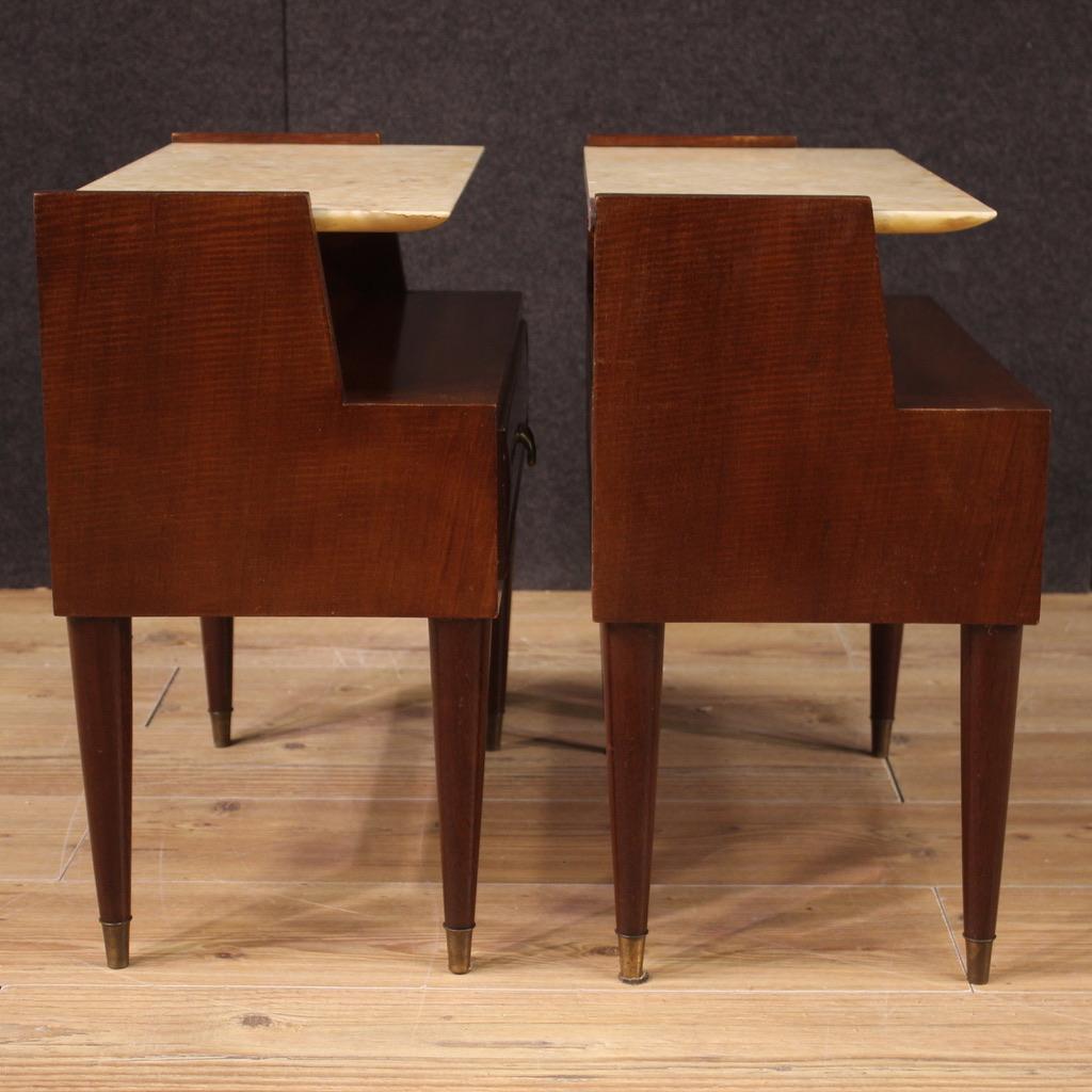 20th Century Pair of Modern Italian Wood and Onyx Top Nightstands, 1970s For Sale 1