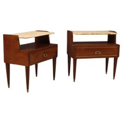 20th Century Pair of Modern Italian Wood and Onyx Top Nightstands, 1970s