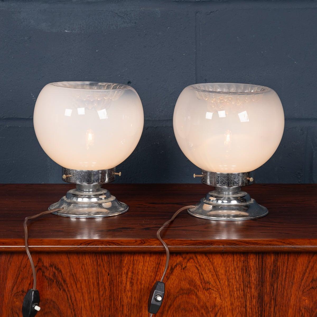 Métal Paire de lampes de table en verre de Murano du 20e siècle par Gaetano Sciolari pour Murano en vente