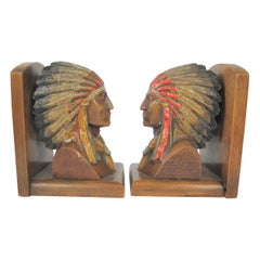 20th Century Pair of Native American Nutwood Bookends