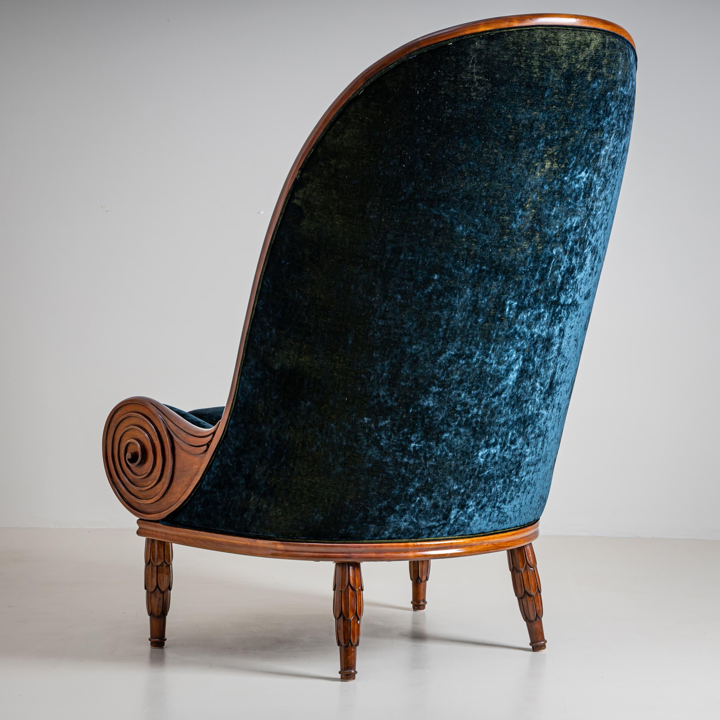 20th Century Pair of ‘Nautilus’ Armchairs by Paul Iribe for Annibale Colombo For Sale 5