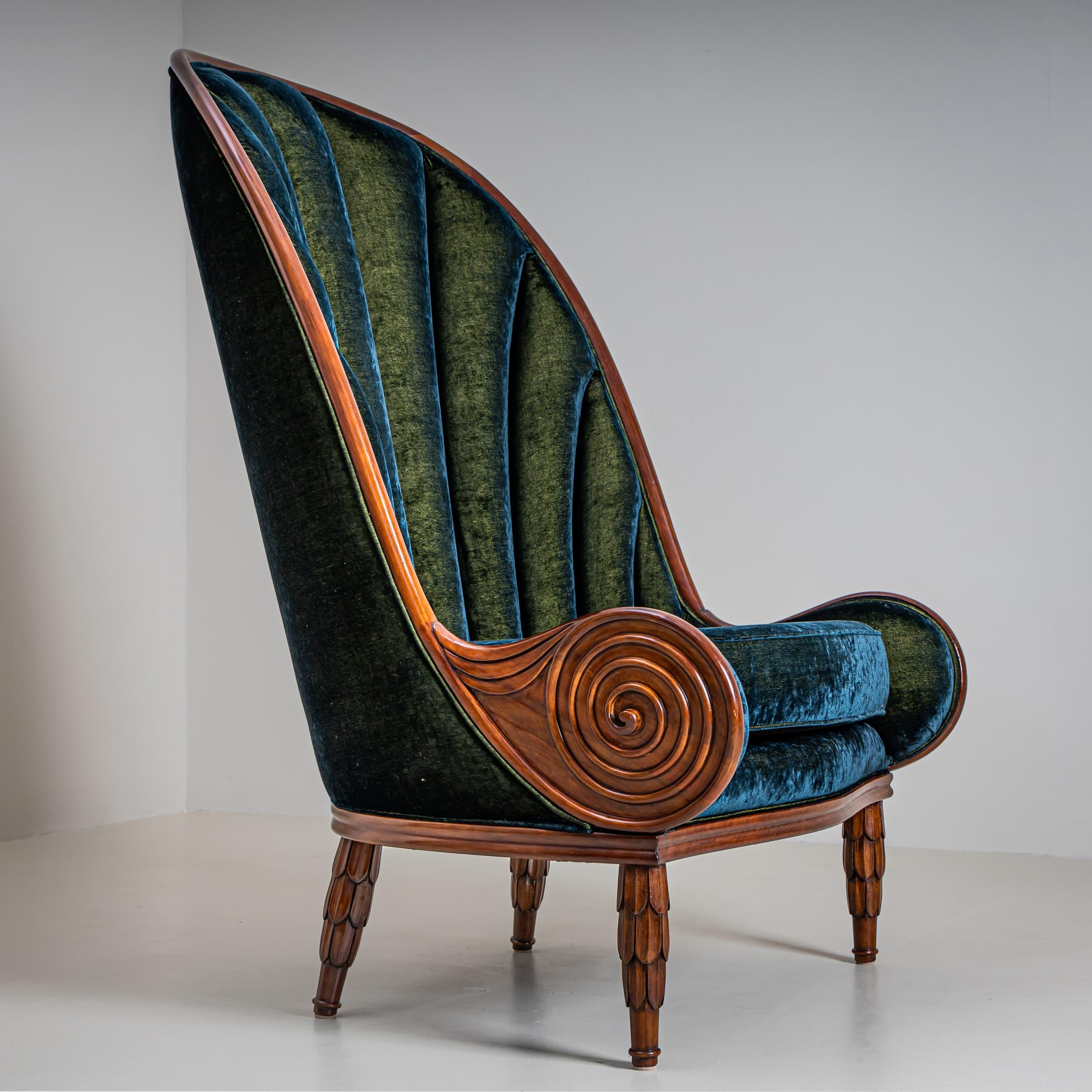 20th Century Pair of ‘Nautilus’ Armchairs by Paul Iribe for Annibale Colombo For Sale 2