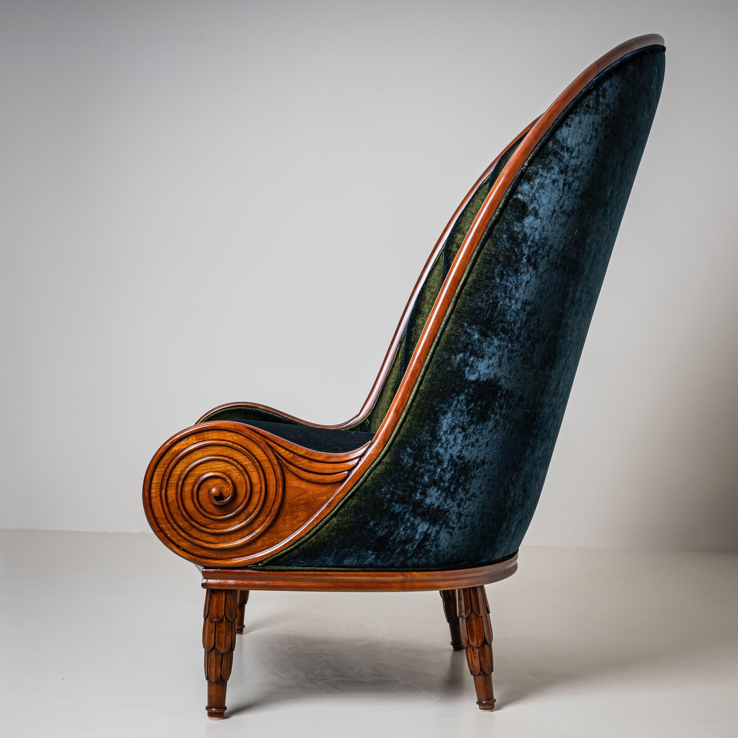 20th Century Pair of ‘Nautilus’ Armchairs by Paul Iribe for Annibale Colombo For Sale 3