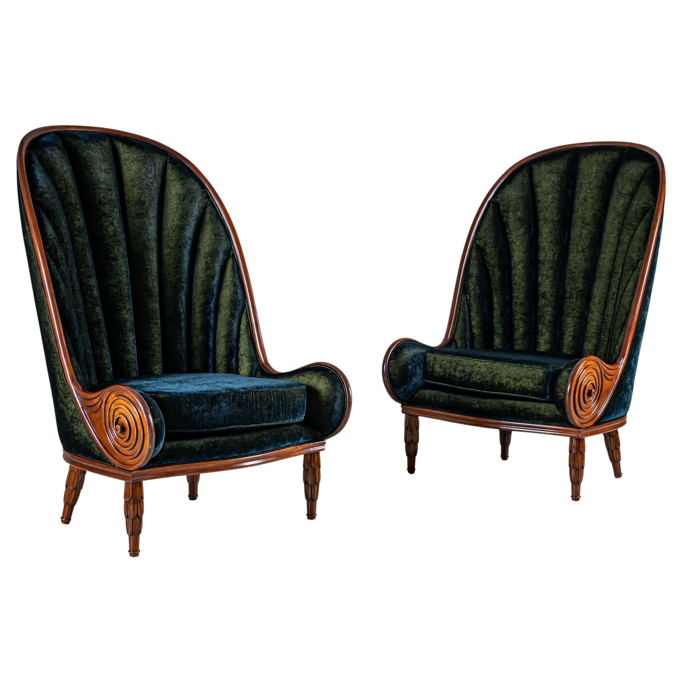 20th Century Pair of ‘Nautilus’ Armchairs by Paul Iribe for Annibale Colombo