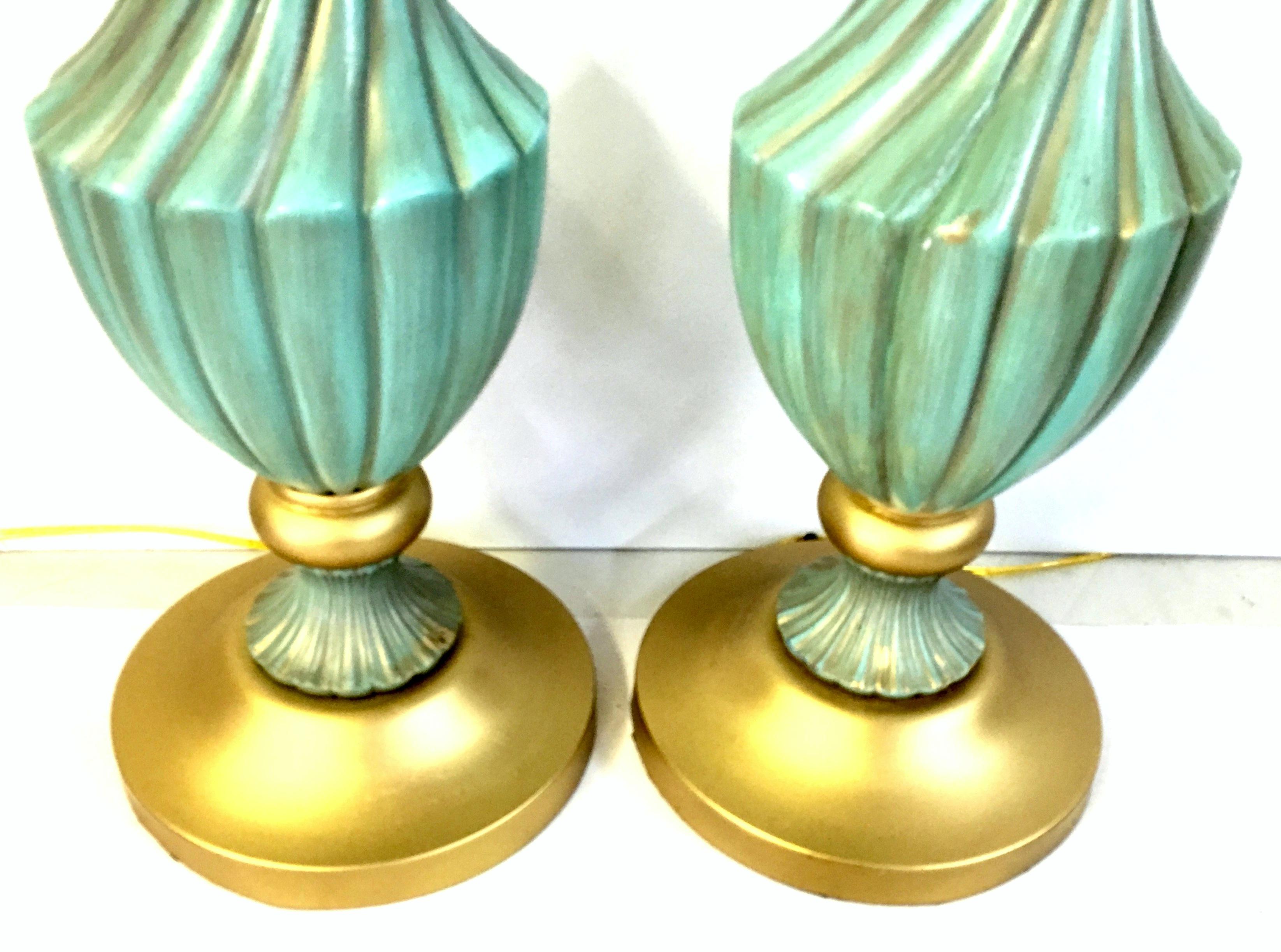 20th Century Pair Of Neoclassical Style Ceramic & Brass Lamps By, Stiffel 2