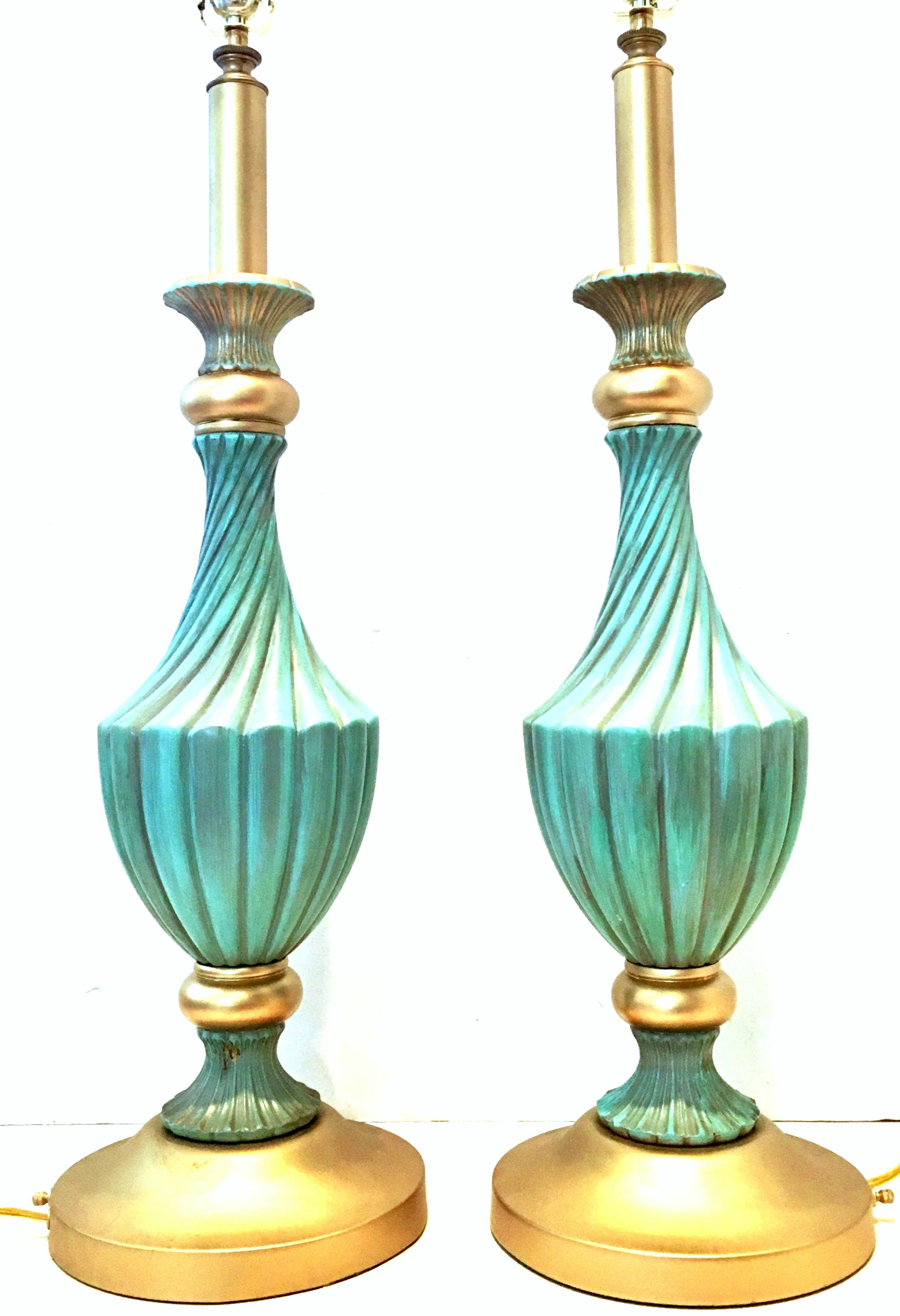 20th Century Pair of Neoclassical Style Ceramic & Brass Lamps by, Stiffel In Good Condition For Sale In West Palm Beach, FL