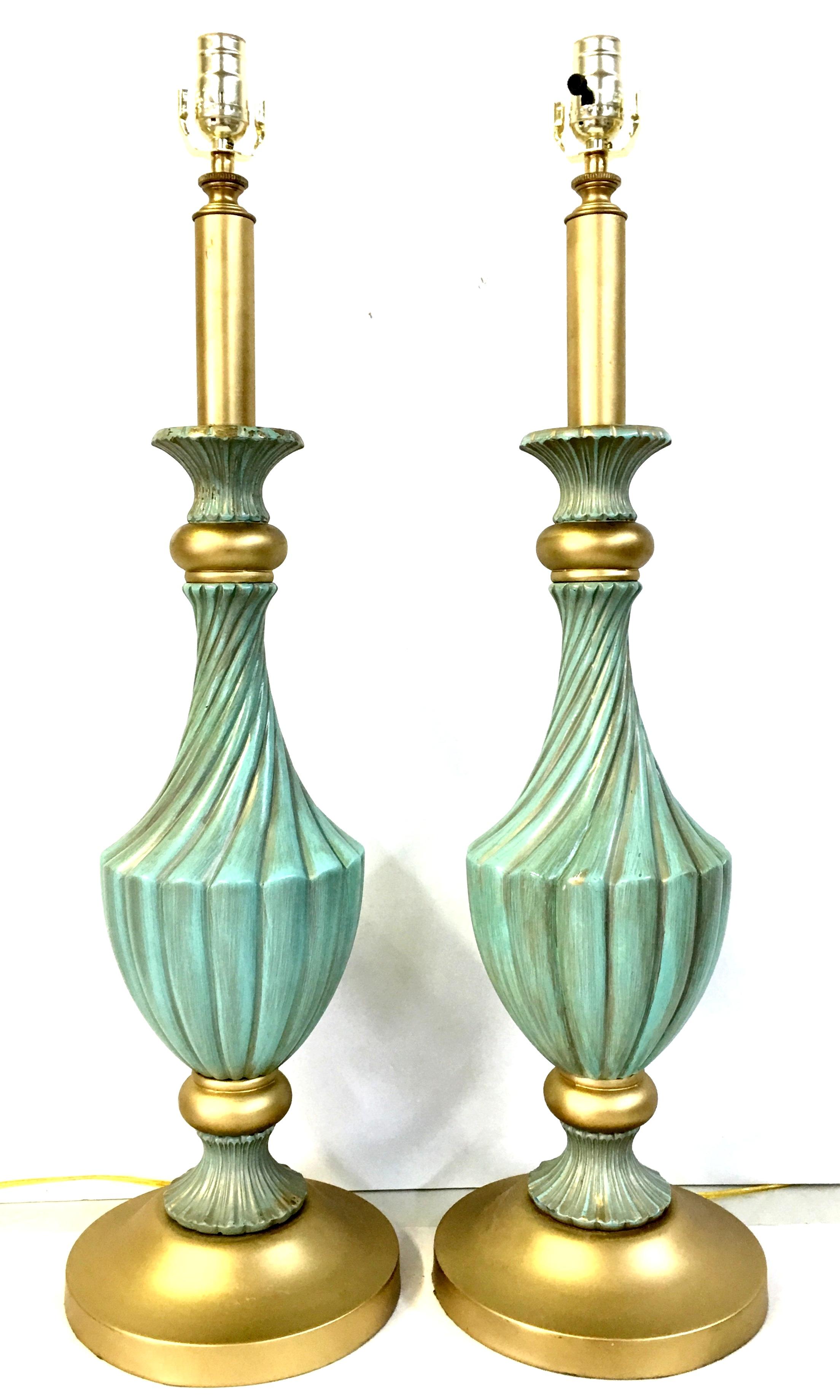 20th Century Pair Of Neoclassical Style Ceramic & Brass Lamps By, Stiffel In Good Condition In West Palm Beach, FL