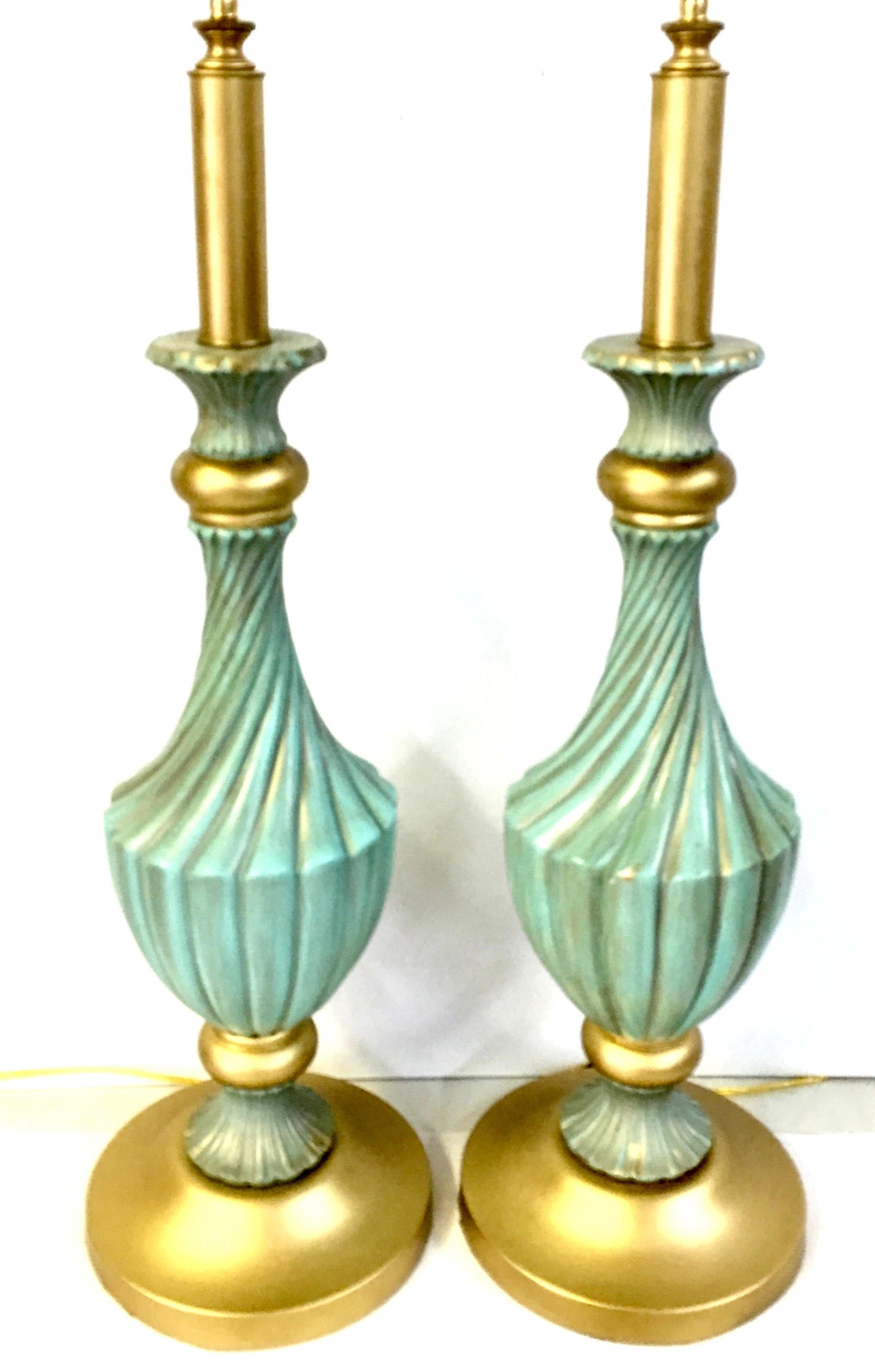 20th Century Pair Of Neoclassical Style Ceramic & Brass Lamps By, Stiffel 1