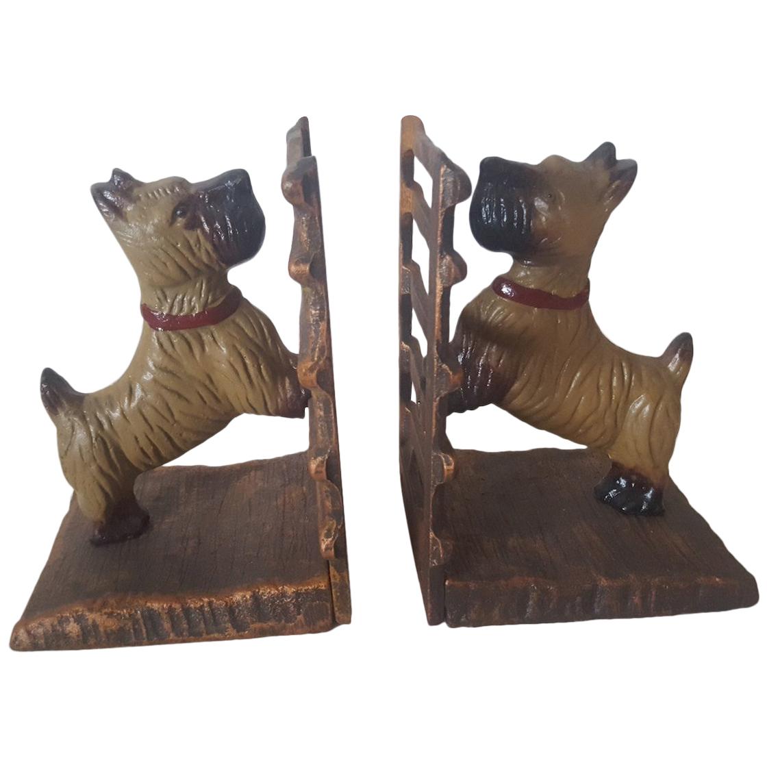 20th Century Pair of Painted Cast Iron, "Scotty" Bookends