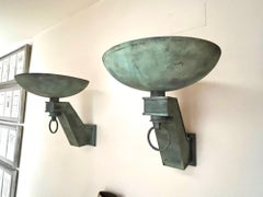 20th Century Pair of Patinated Bronze Wall Sconces in Style of Jaques  Quinet