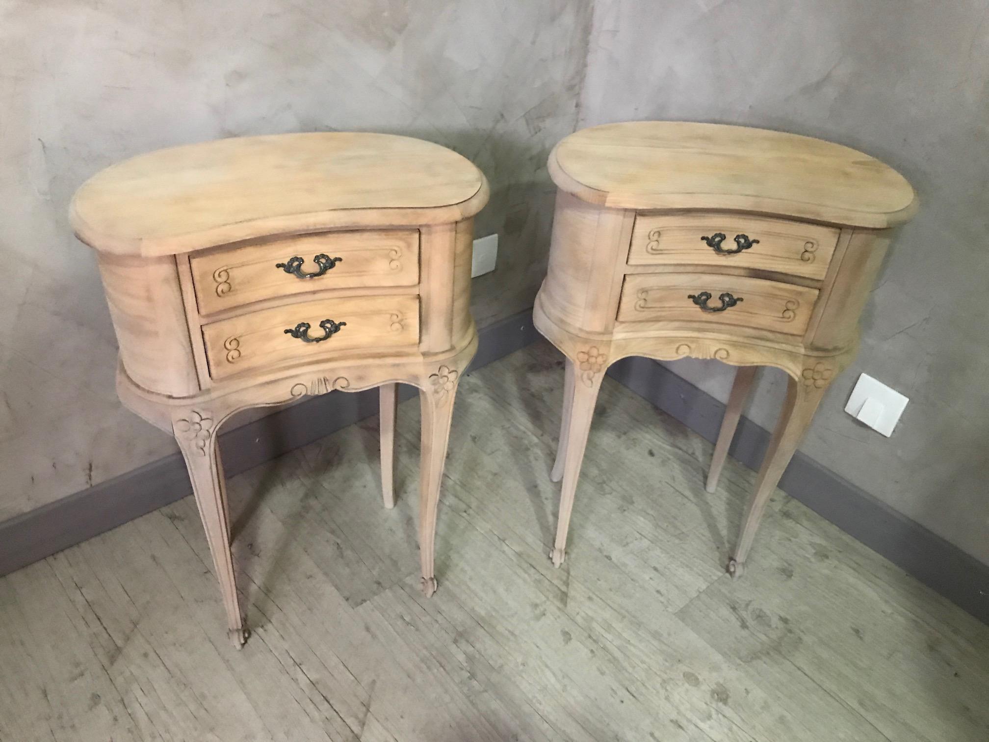 French 20th Century Pair of Pickeled Louis XV Style Sideboard