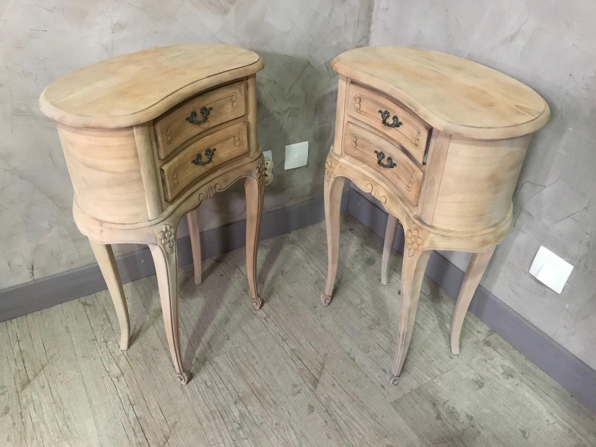 Mid-20th Century 20th Century Pair of Pickeled Louis XV Style Sideboard