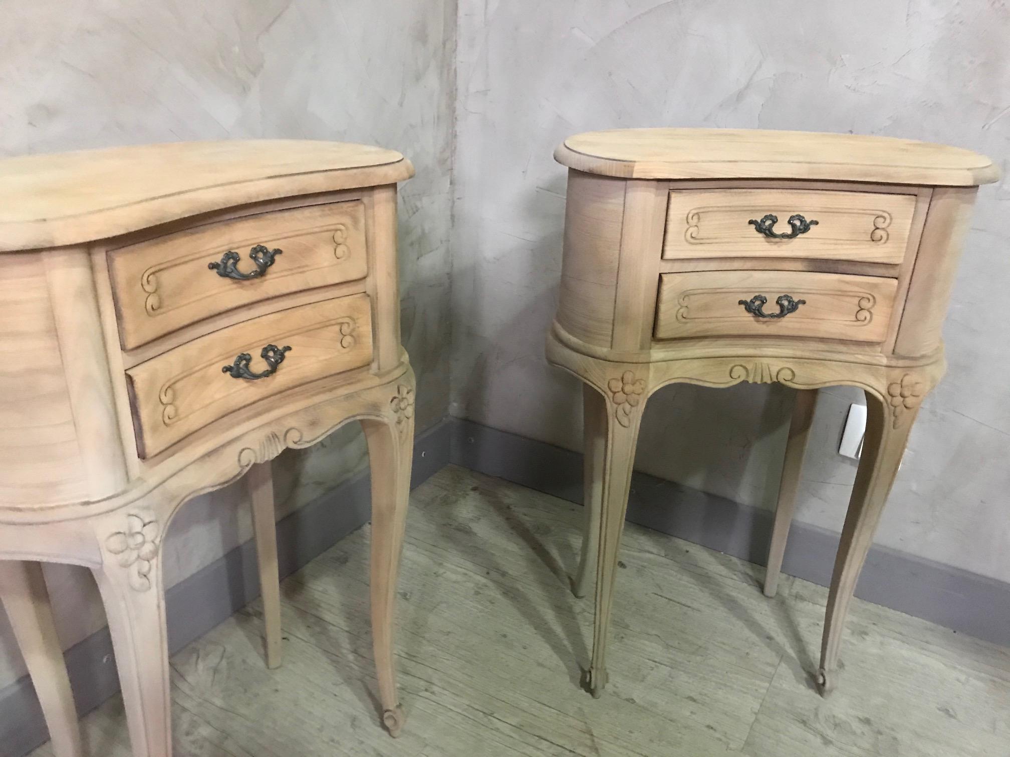 20th Century Pair of Pickeled Louis XV Style Sideboard 3