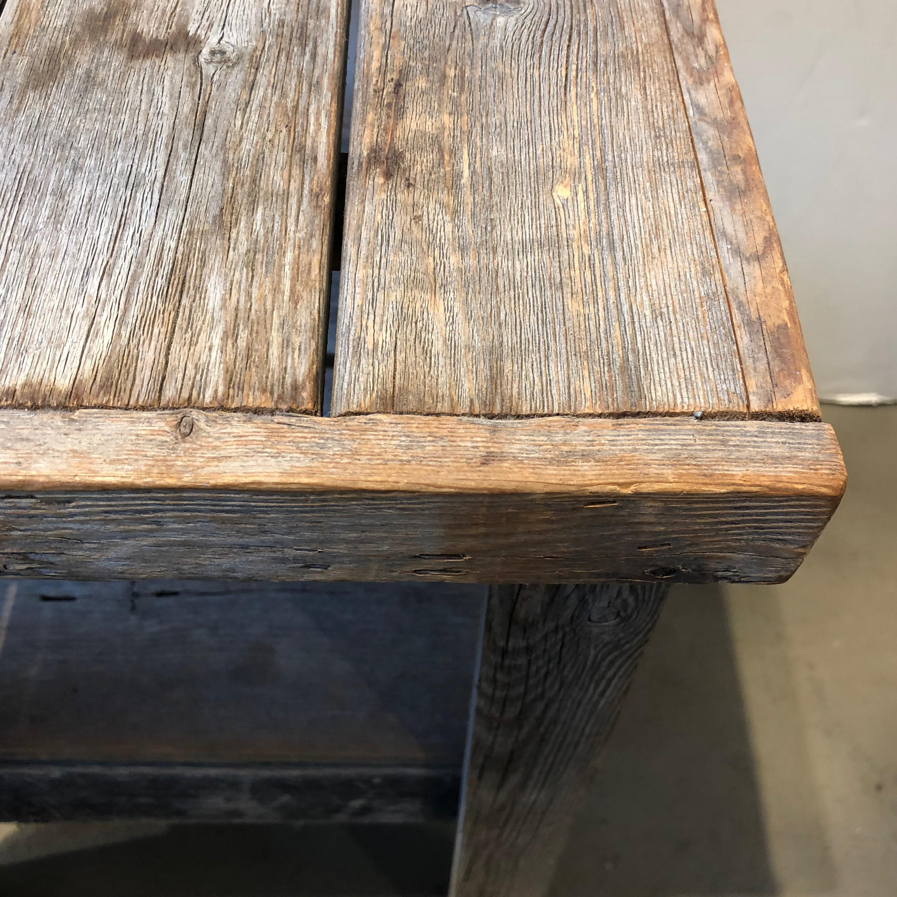 20th Century Pair of Primitive Wood Side Tables 1