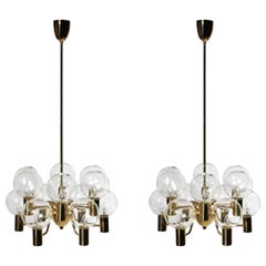 Coppia di lampadari scandinavi del XX secolo di Hans-Agne Jakobsson, anni '60