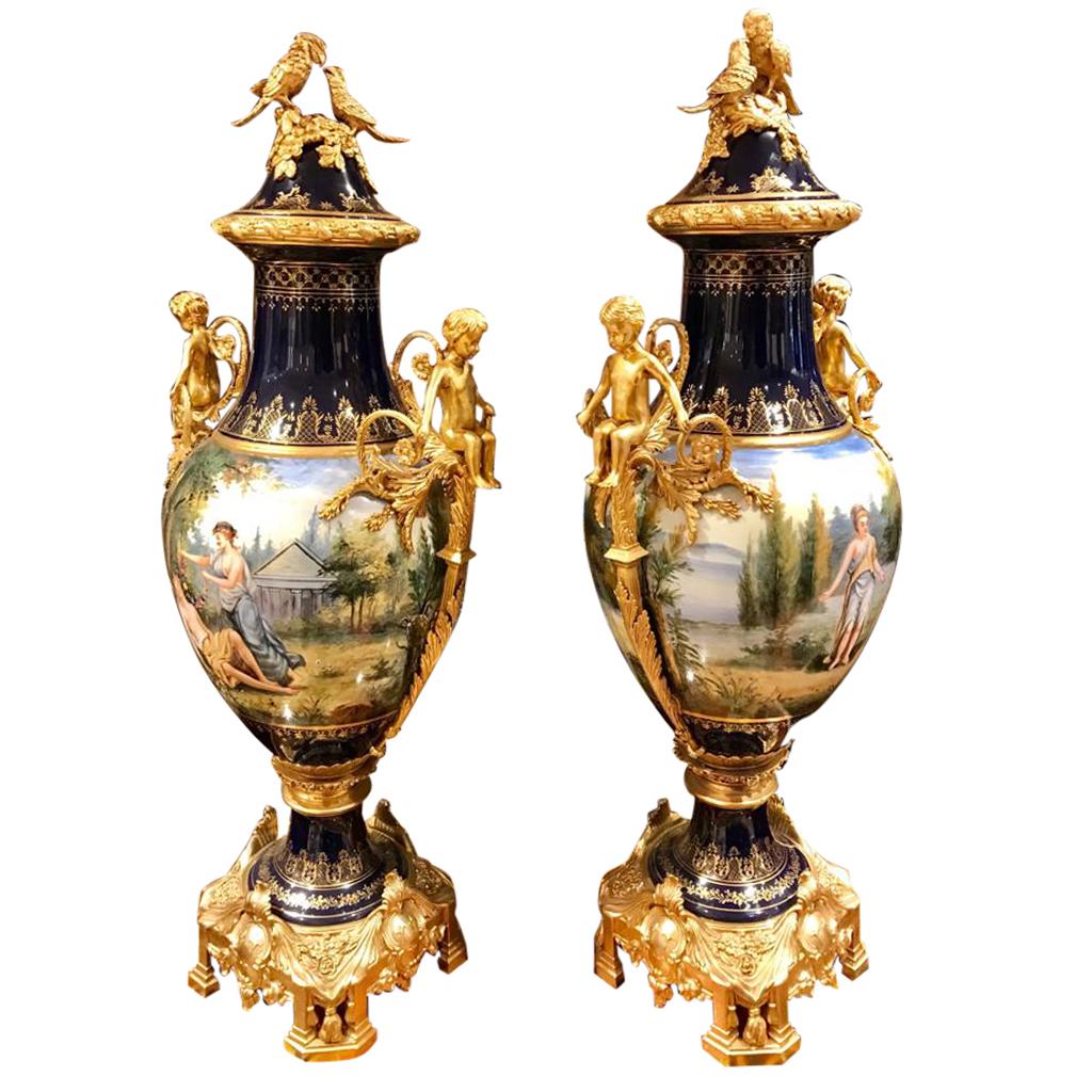 20th Century, Pair of Sèvres -Style Vases - European  For Sale