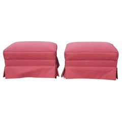 20th Century Pair of Sherrill Furniture Upholstered Rolling Ottomans