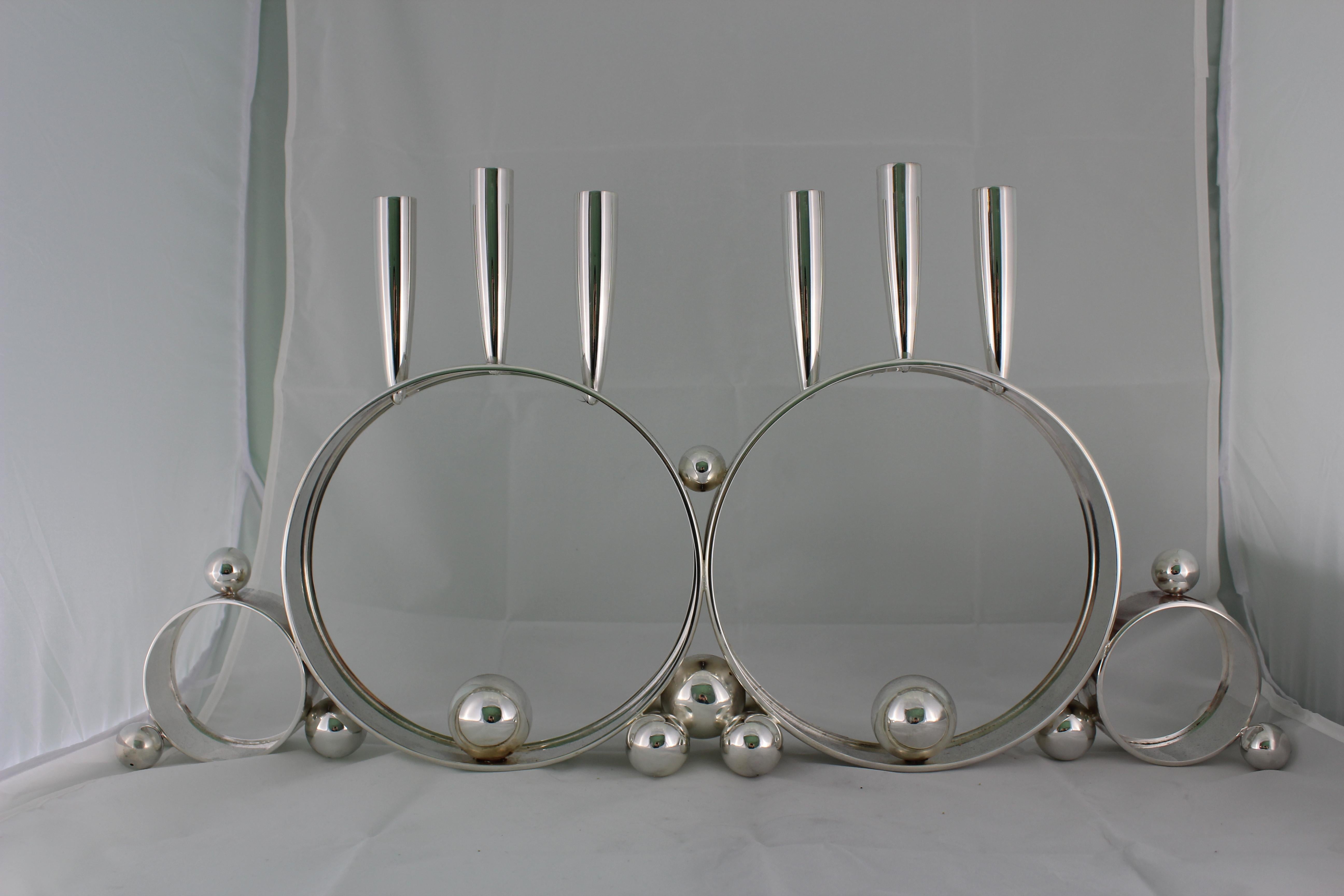20th Century Pair of Silver Art Deco Candlesticks Lucca Italy, 1920s-1930s In Good Condition For Sale In Firenze, FI