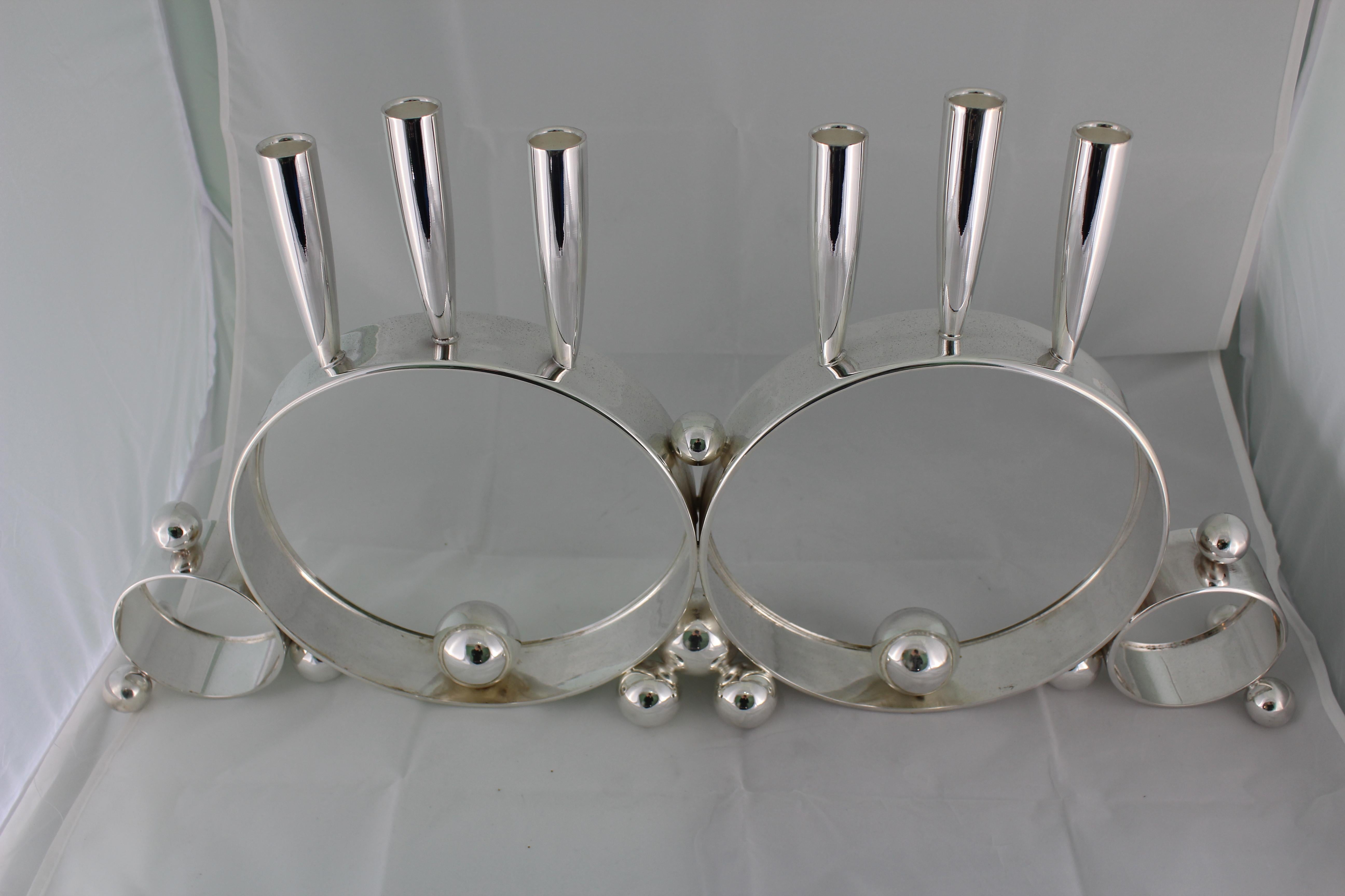 20th Century Pair of Silver Art Deco Candlesticks Lucca Italy, 1920s-1930s For Sale 1
