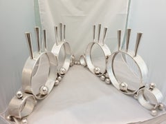 Antique 20th Century Pair of Silver Art Deco Candlesticks Lucca Italy, 1920s-1930s