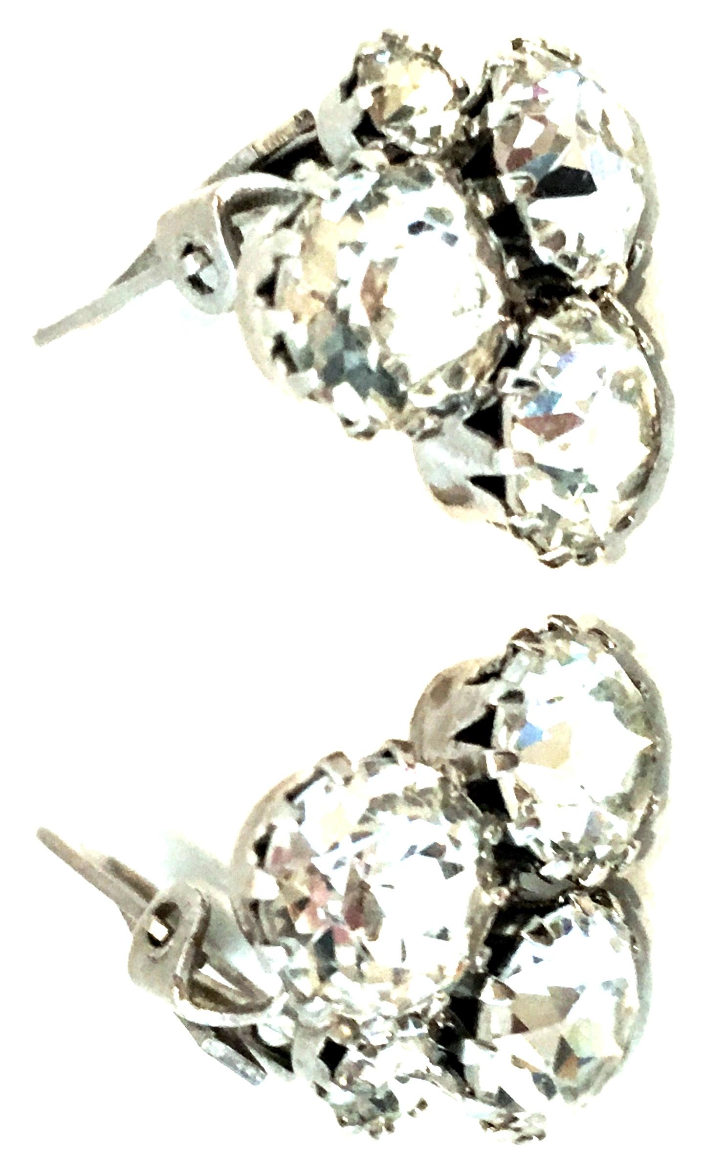 Women's or Men's 20th Century Pair Of Silver & Austrian Crystal Abstract Earrings By, Weiss For Sale