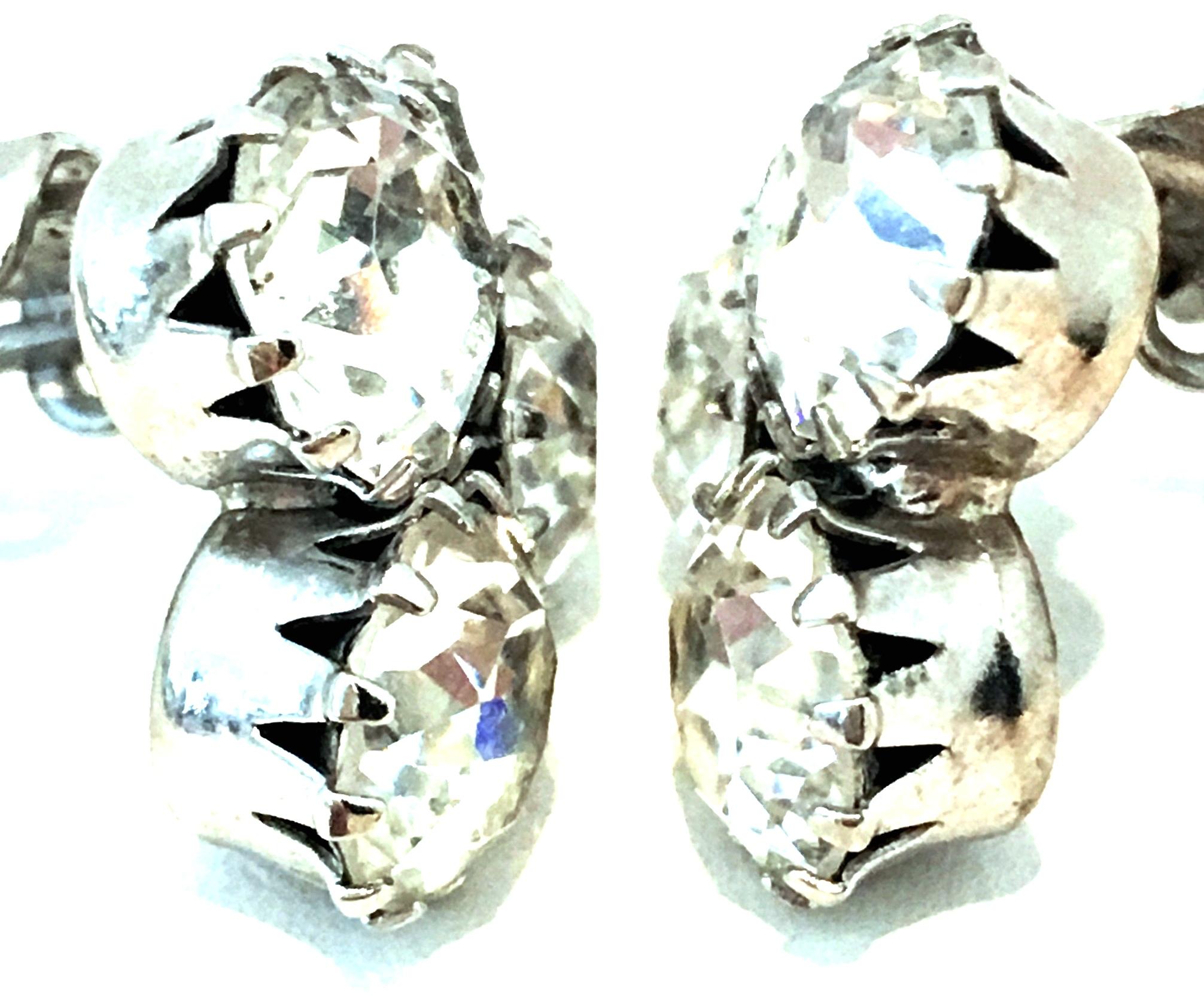 20th Century Pair Of Silver & Austrian Crystal Abstract Earrings By, Weiss For Sale 2