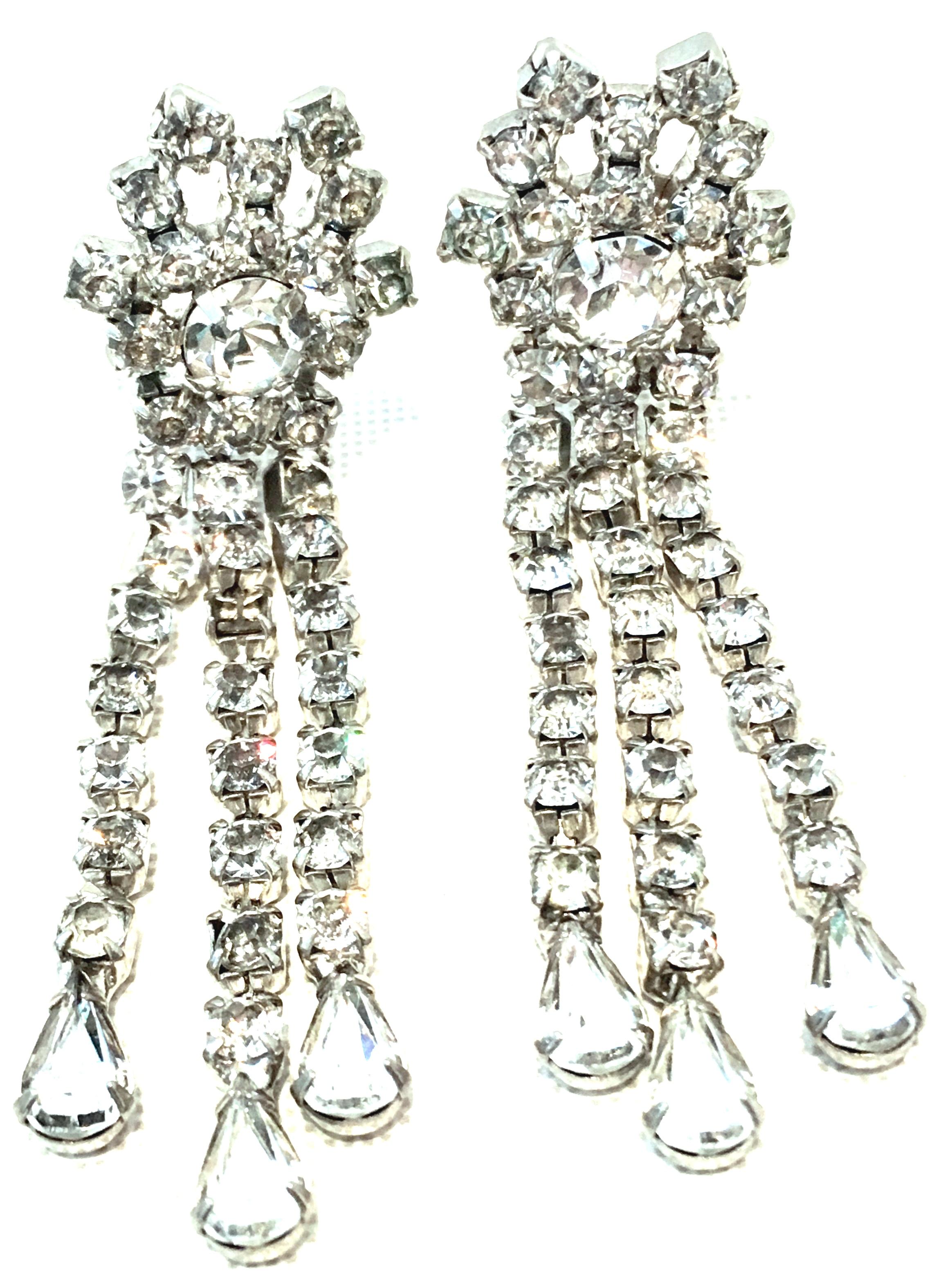 20th Century Pair of Silver & Austrian Crystal Chandelier Earrings By, Garne In Good Condition In West Palm Beach, FL