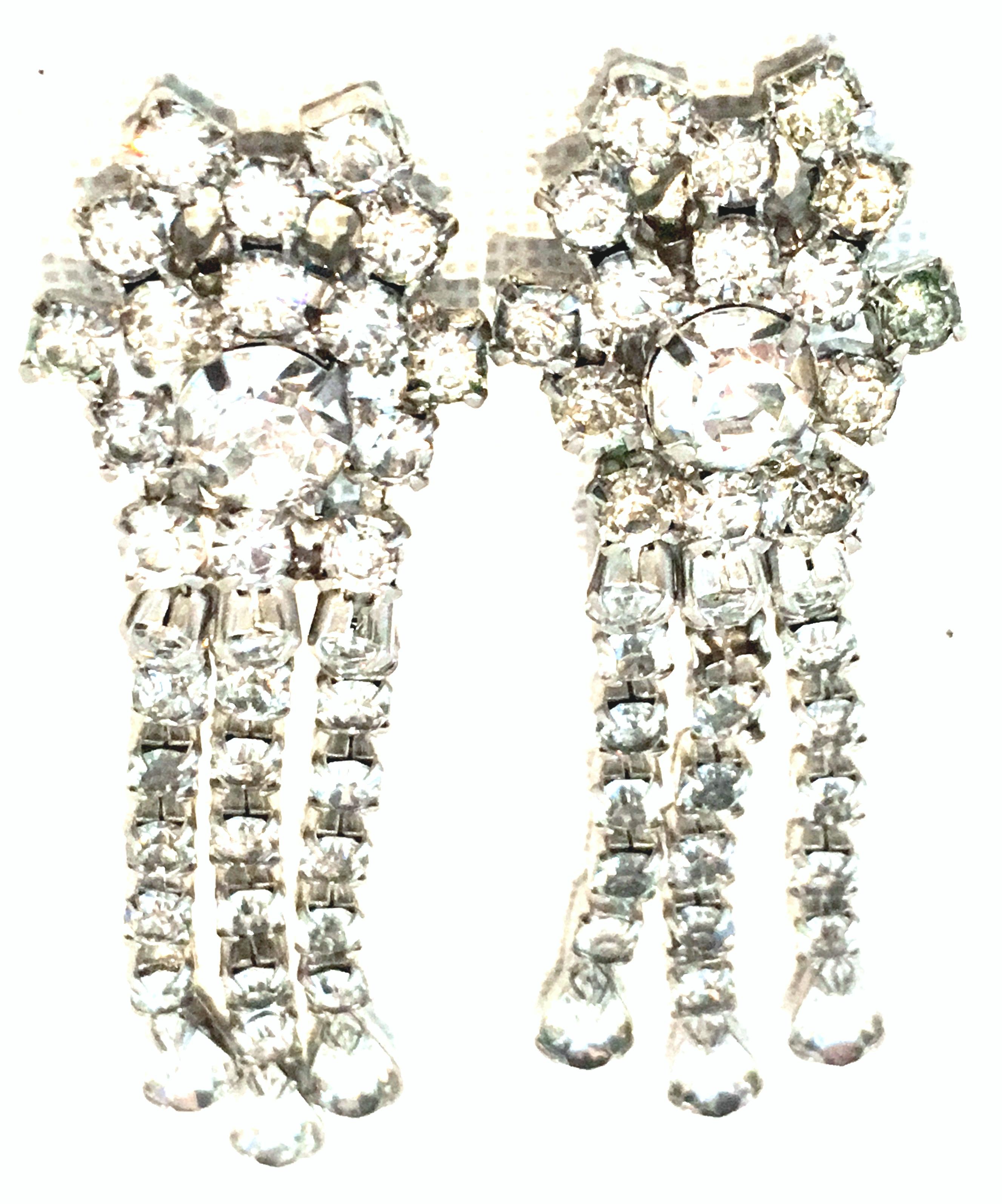 Women's or Men's 20th Century Pair of Silver & Austrian Crystal Chandelier Earrings By, Garne