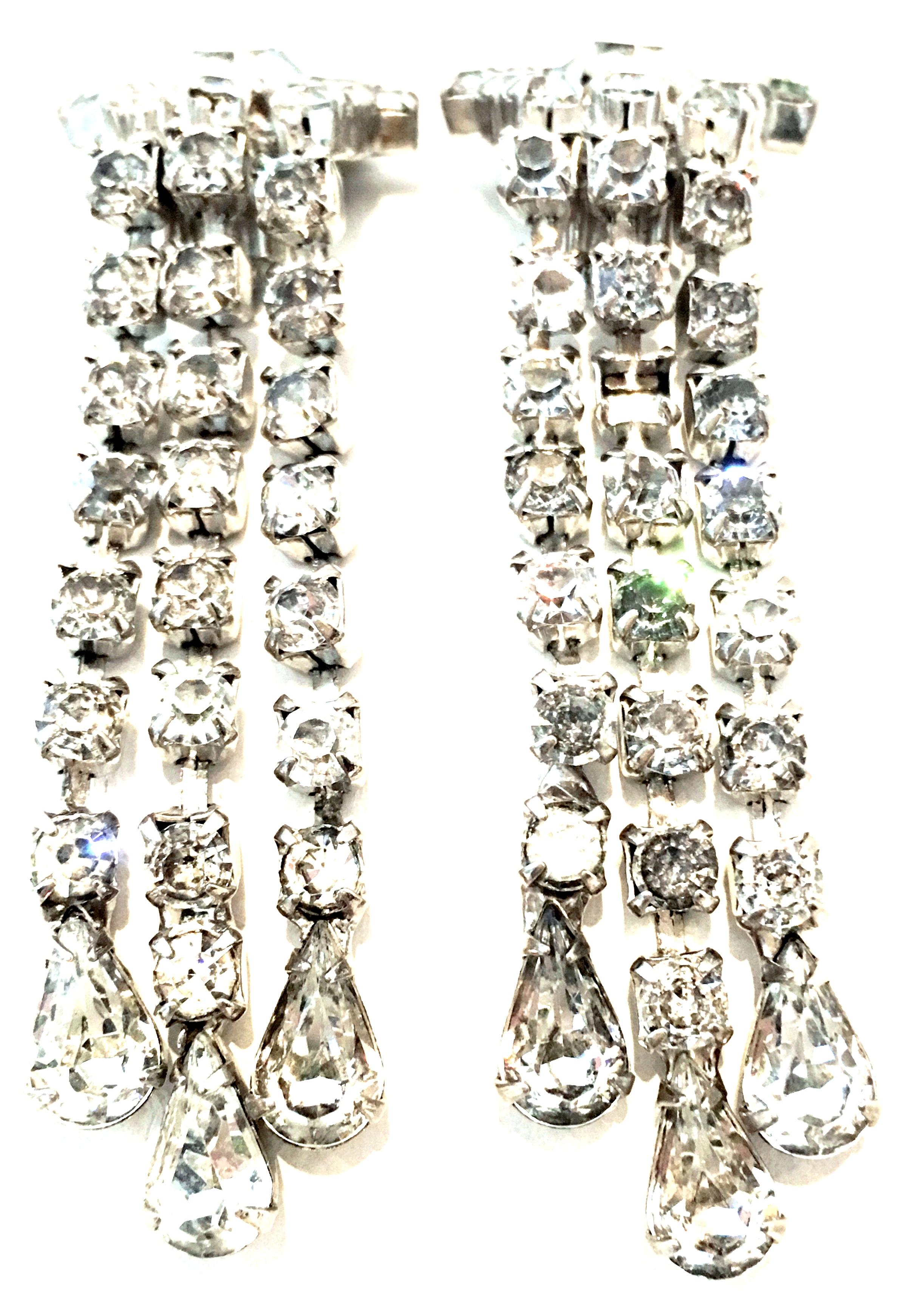 20th Century Pair of Silver & Austrian Crystal Chandelier Earrings By, Garne 2