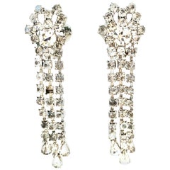Vintage 20th Century Pair of Silver 
Austrian Crystal Chandelier Earrings By, Garne