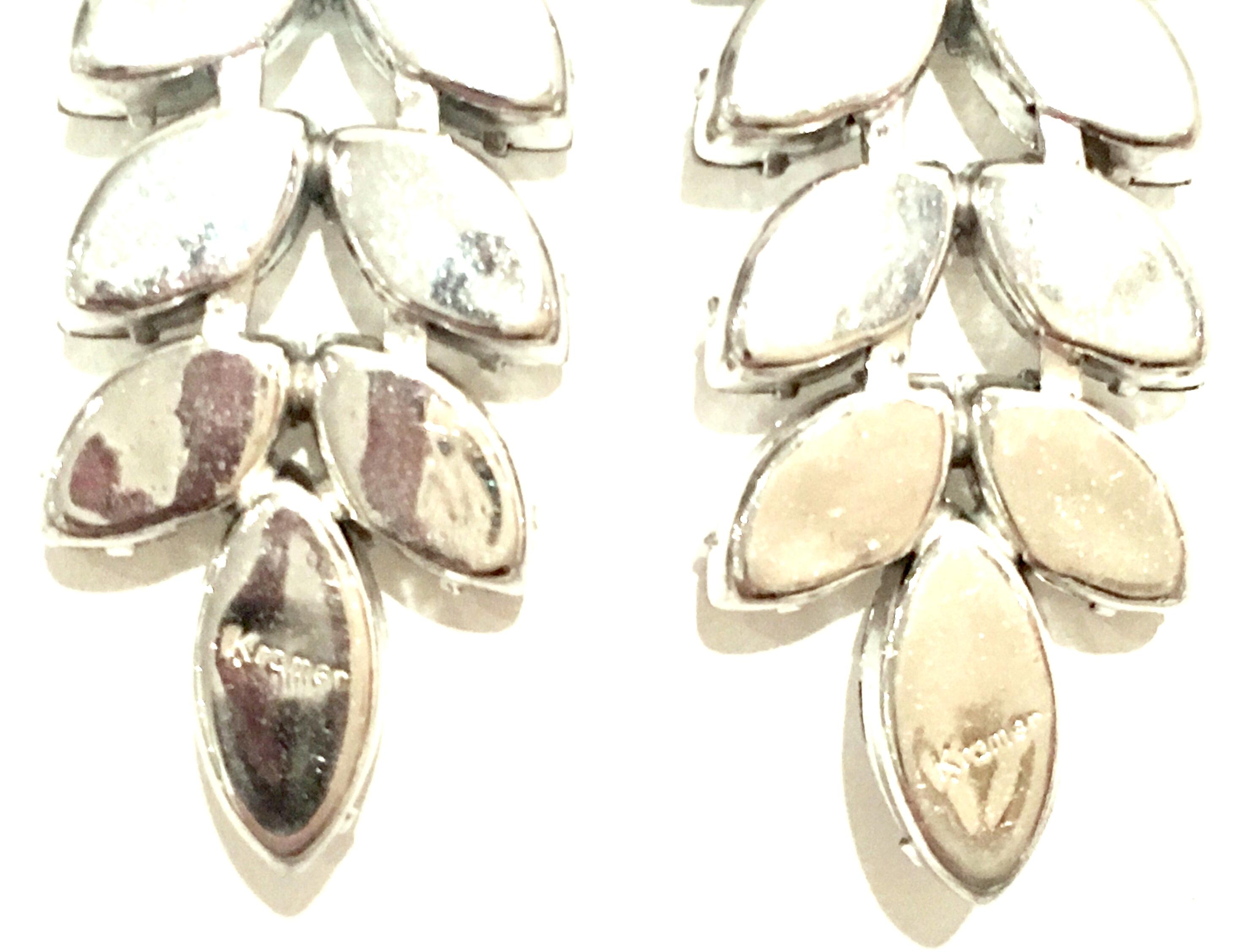20th Century Pair Of Silver & Austrian Crystal Chandelier Earrings by, Kramer For Sale 1