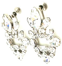 20th Century Pair Of Silver & Austrian Crystal Chandelier Style Earrings