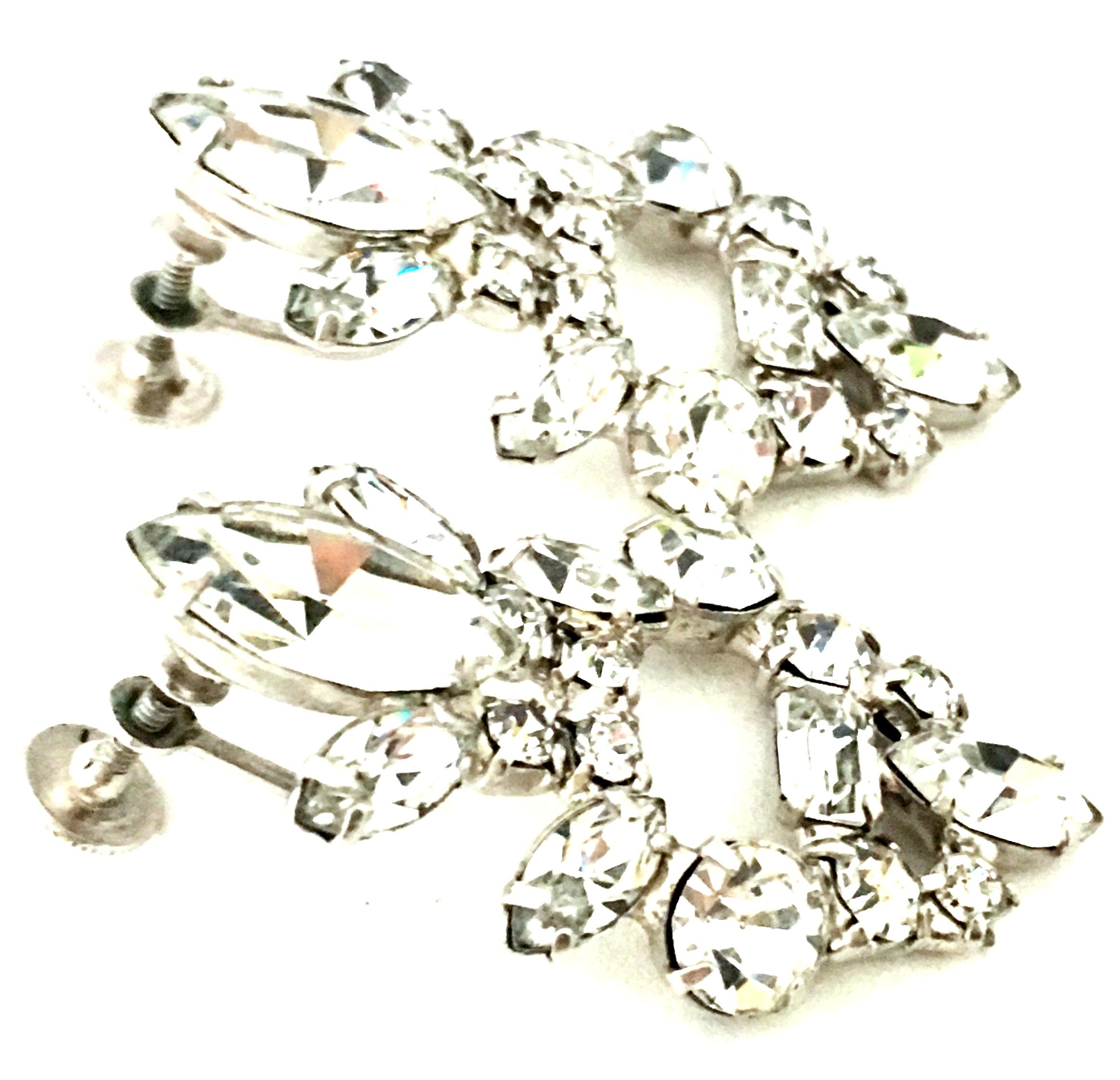 Women's or Men's 20th Century Pair Of Silver & Austrian Crystal Chandelier Style Earrings For Sale