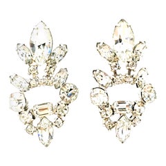 20th Century Pair Of Silver & Austrian Crystal Chandelier Style Earrings
