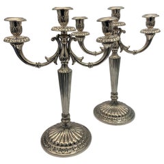 20th Century Pair of Silver Candelabra Made in Italy