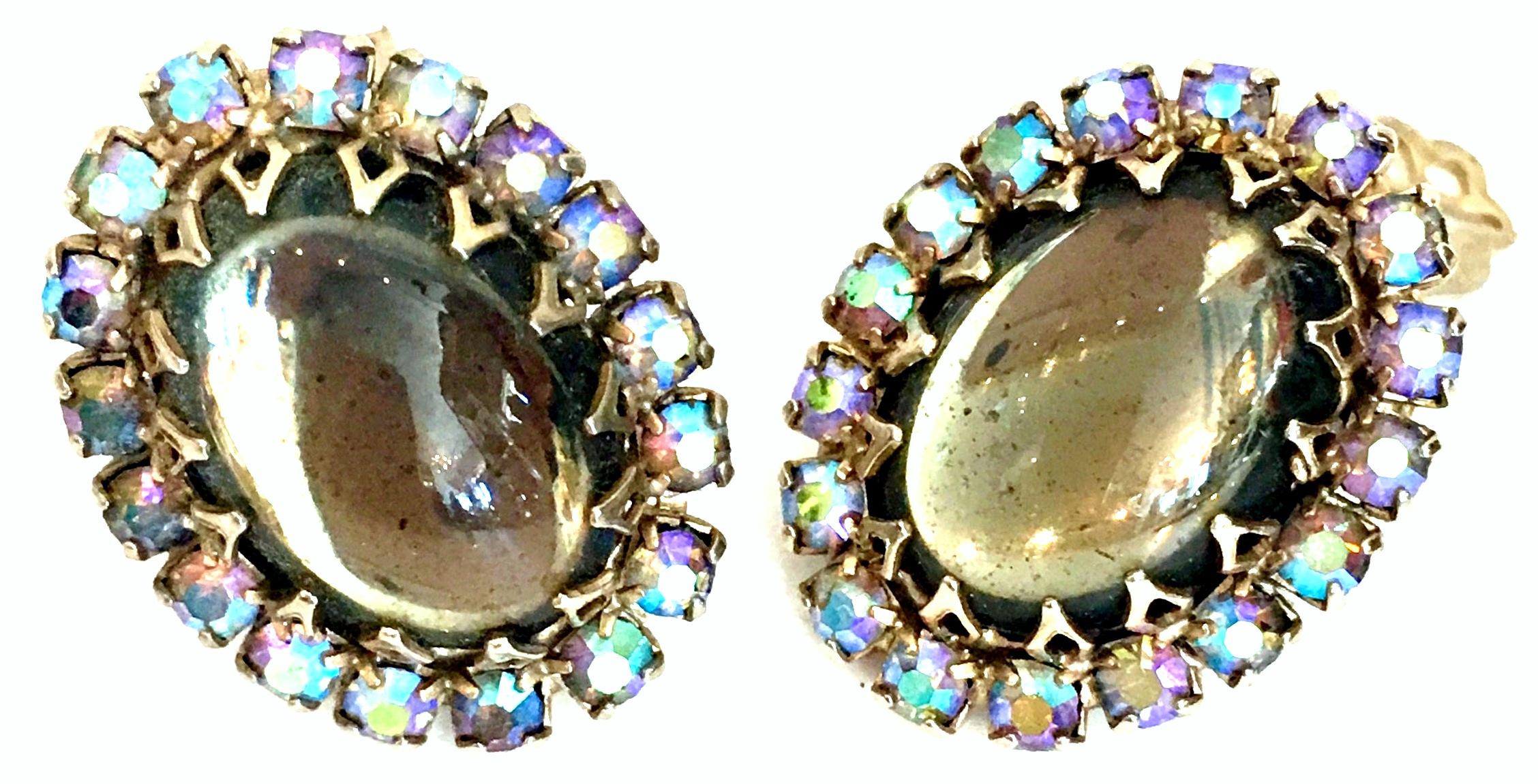 20th Century Pair Of Sterling Silver & Art Glass Swaorovski Crystal Earrings In Good Condition For Sale In West Palm Beach, FL