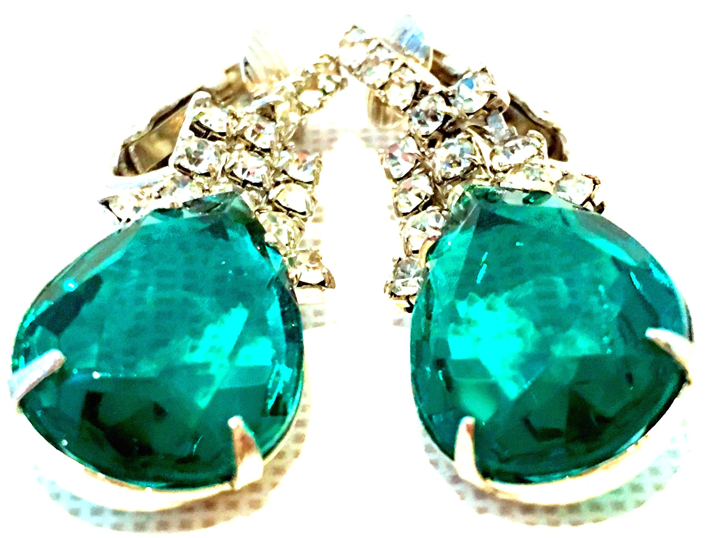 Women's or Men's 20th Century Pair Of Silver & Swarovski Crystal Drop Earrings For Sale